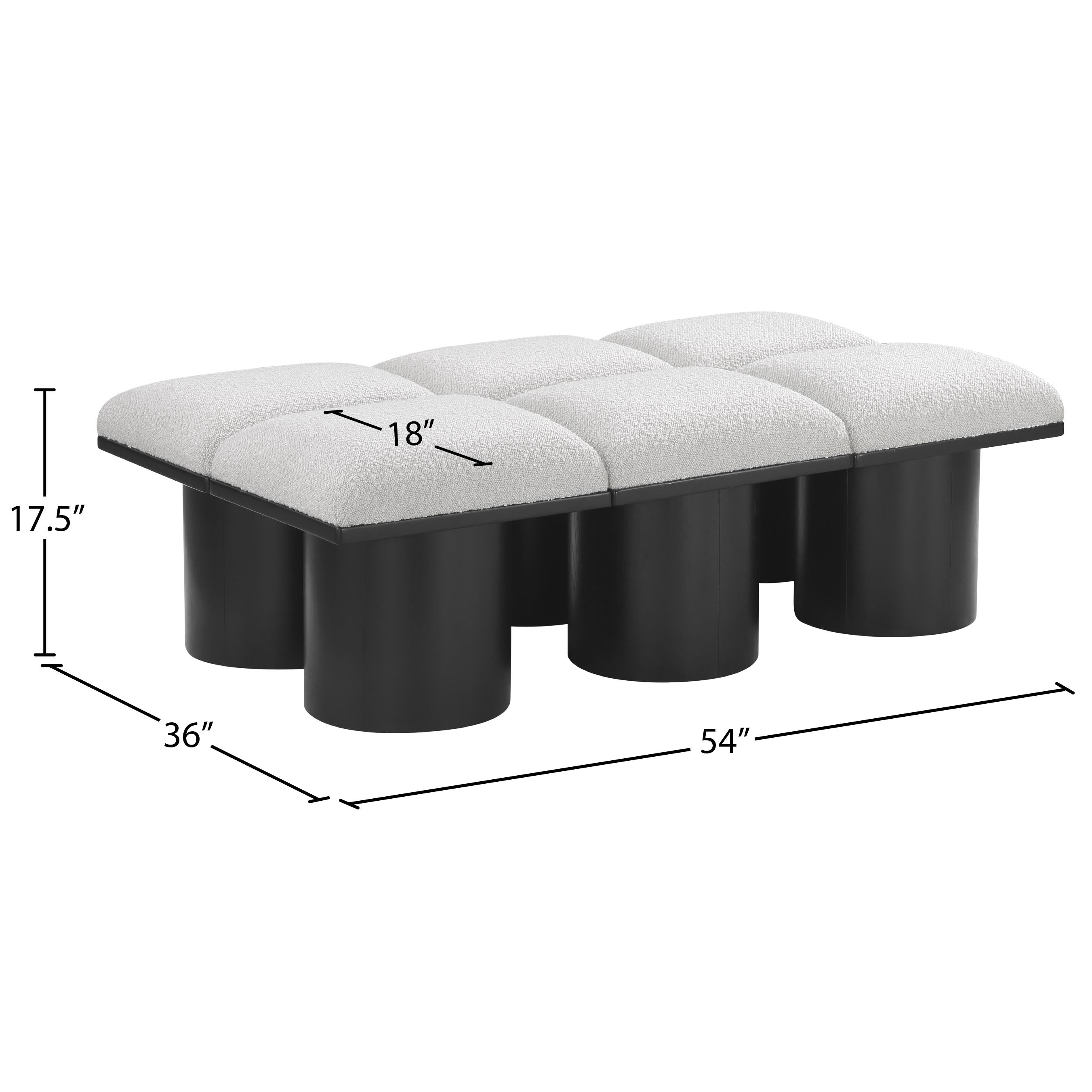 Meridian Pavilion Cream Boucle Fabric Bench