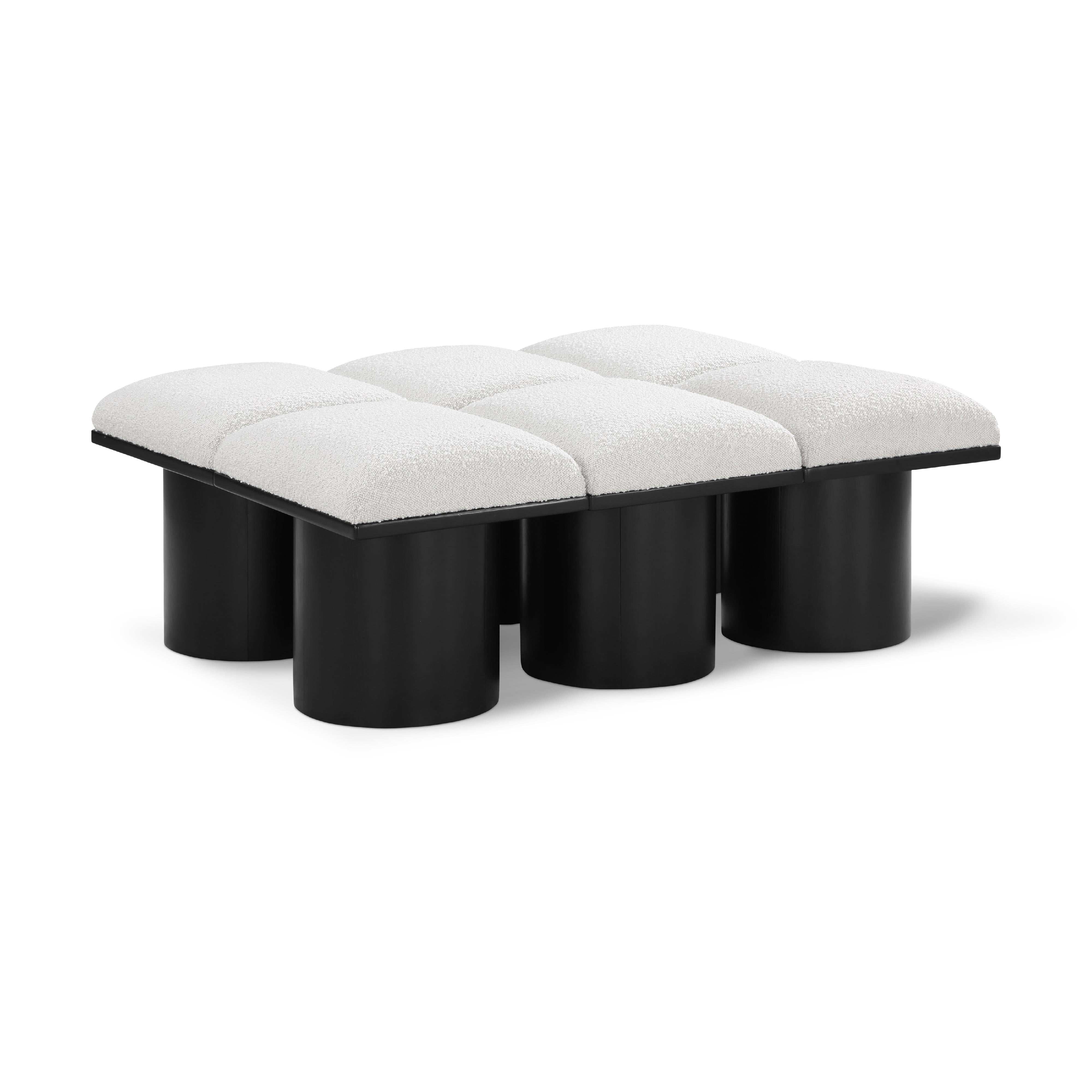 Meridian Pavilion Cream Boucle Fabric Bench
