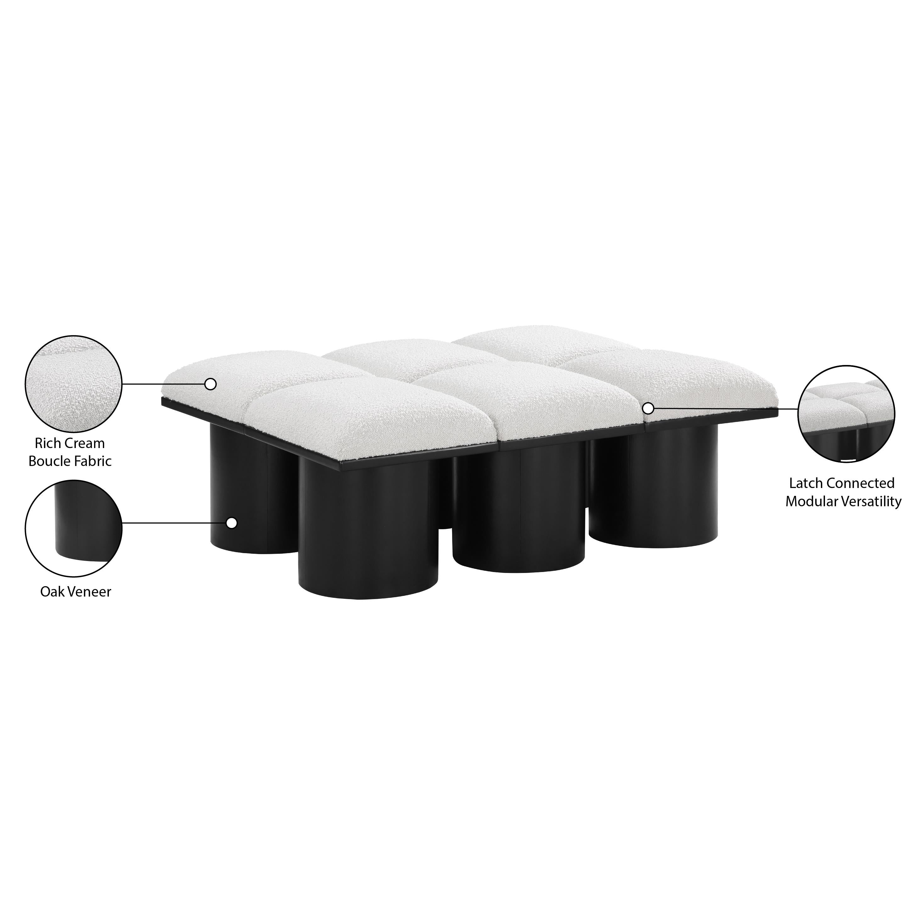 Meridian Pavilion Cream Boucle Fabric Bench