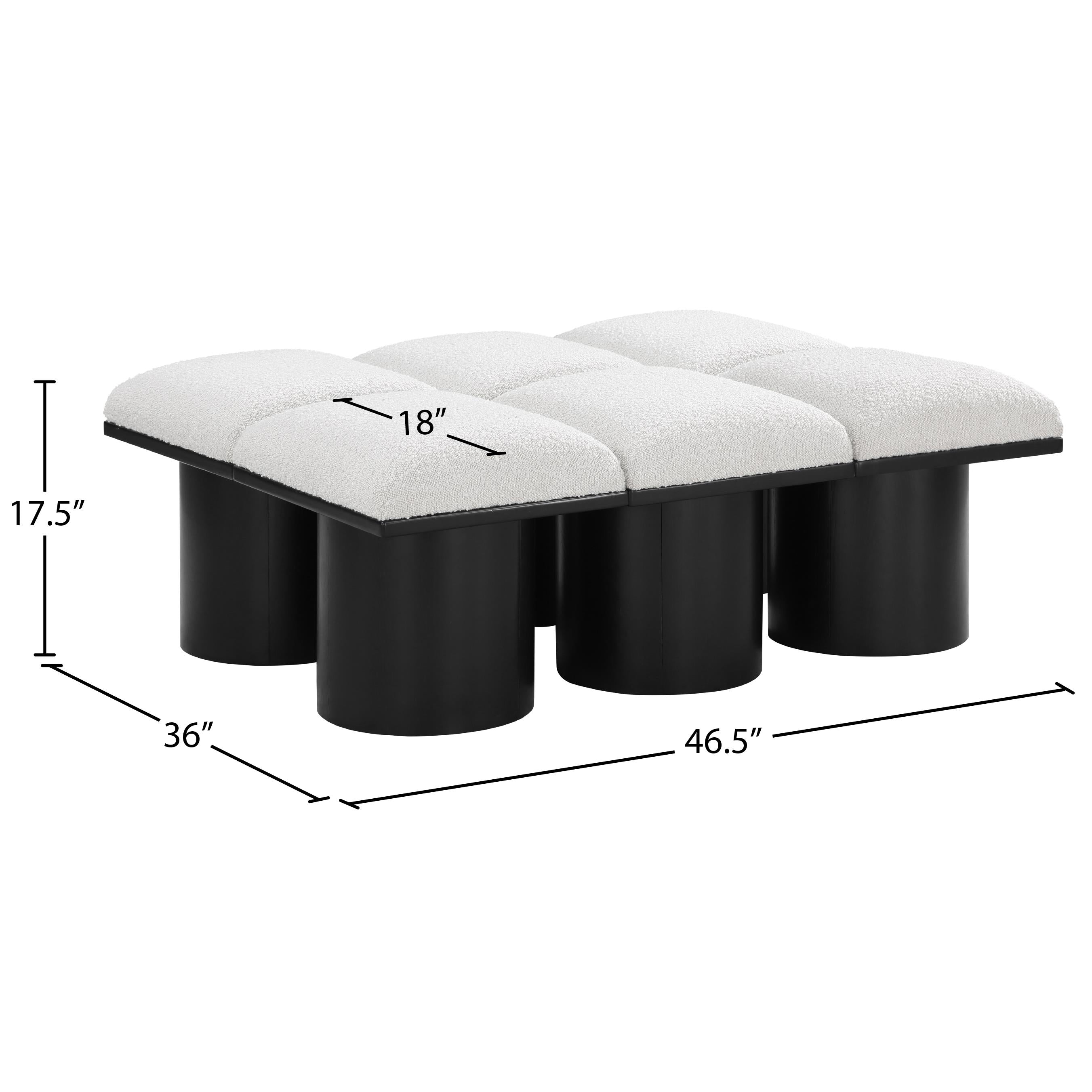Meridian Pavilion Cream Boucle Fabric Bench