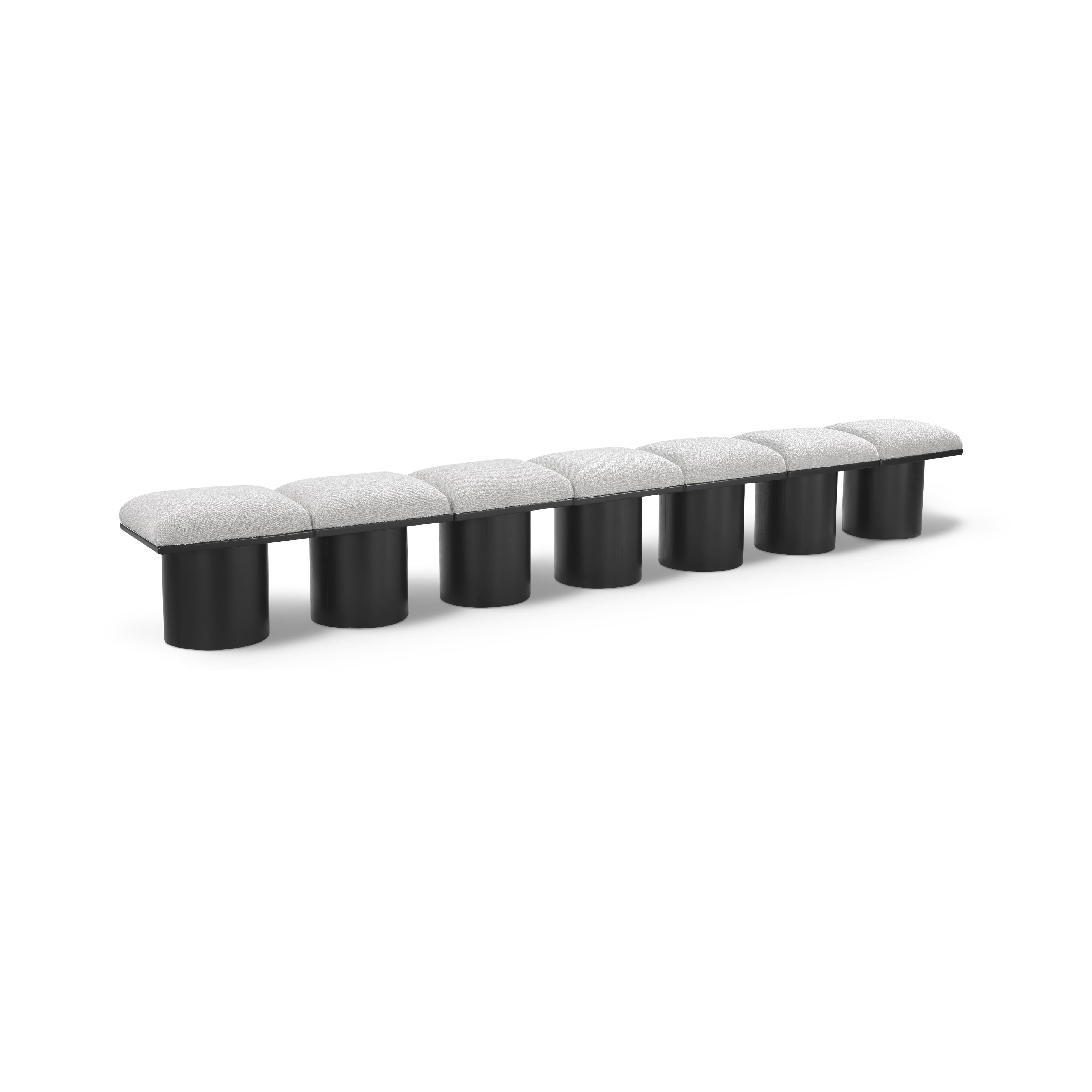 Meridian Pavilion Cream Boucle Fabric Bench