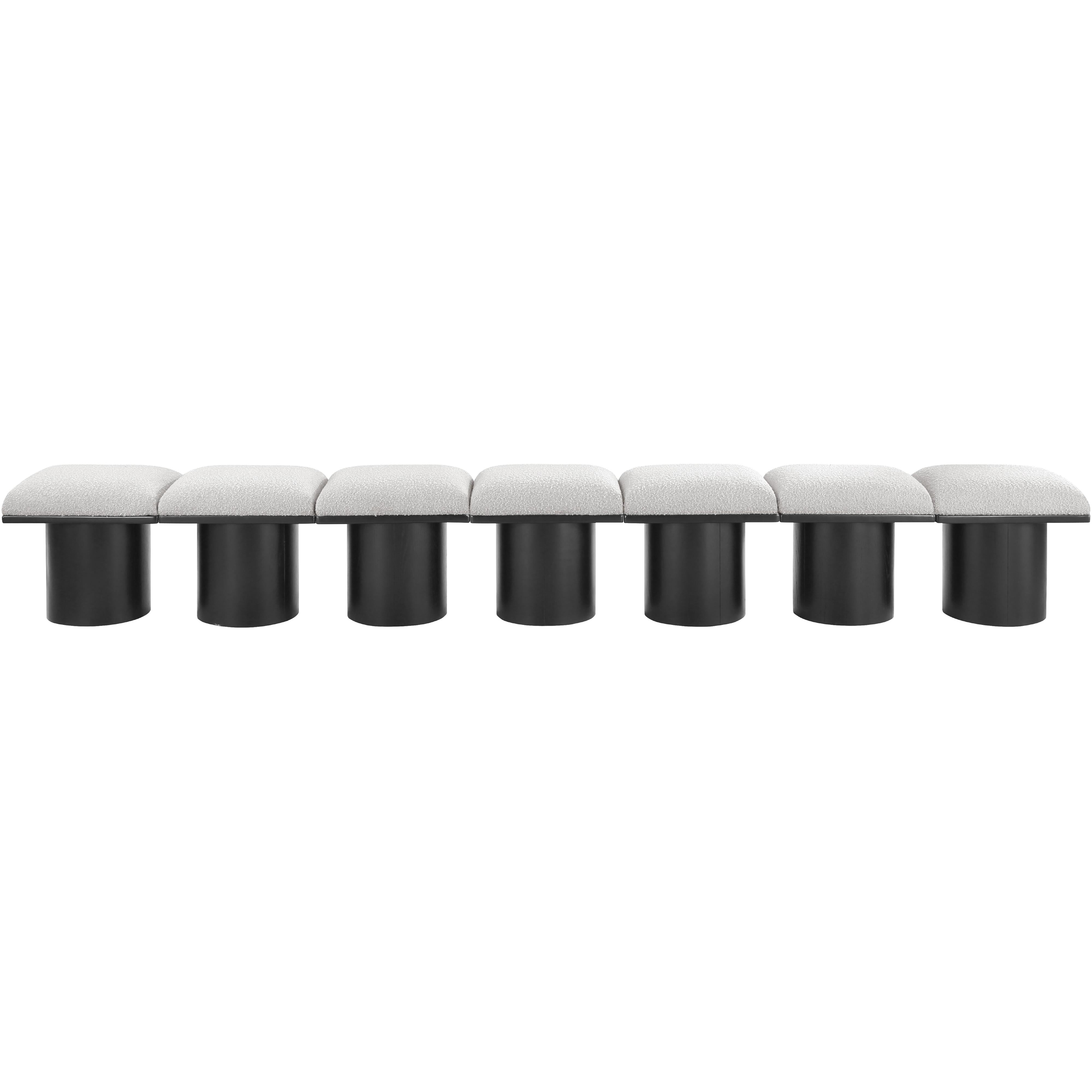 Meridian Pavilion Cream Boucle Fabric Bench