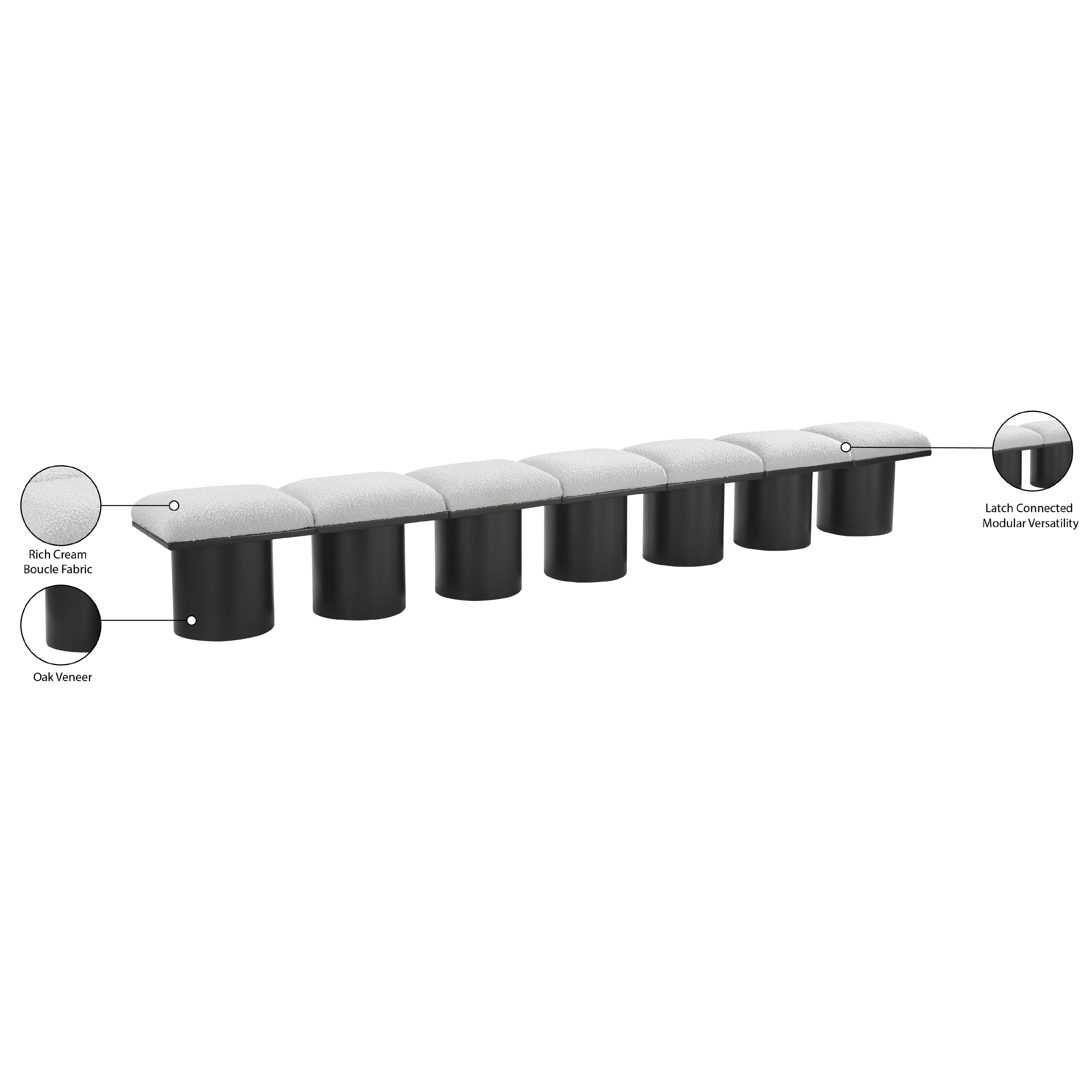 Meridian Pavilion Cream Boucle Fabric Bench