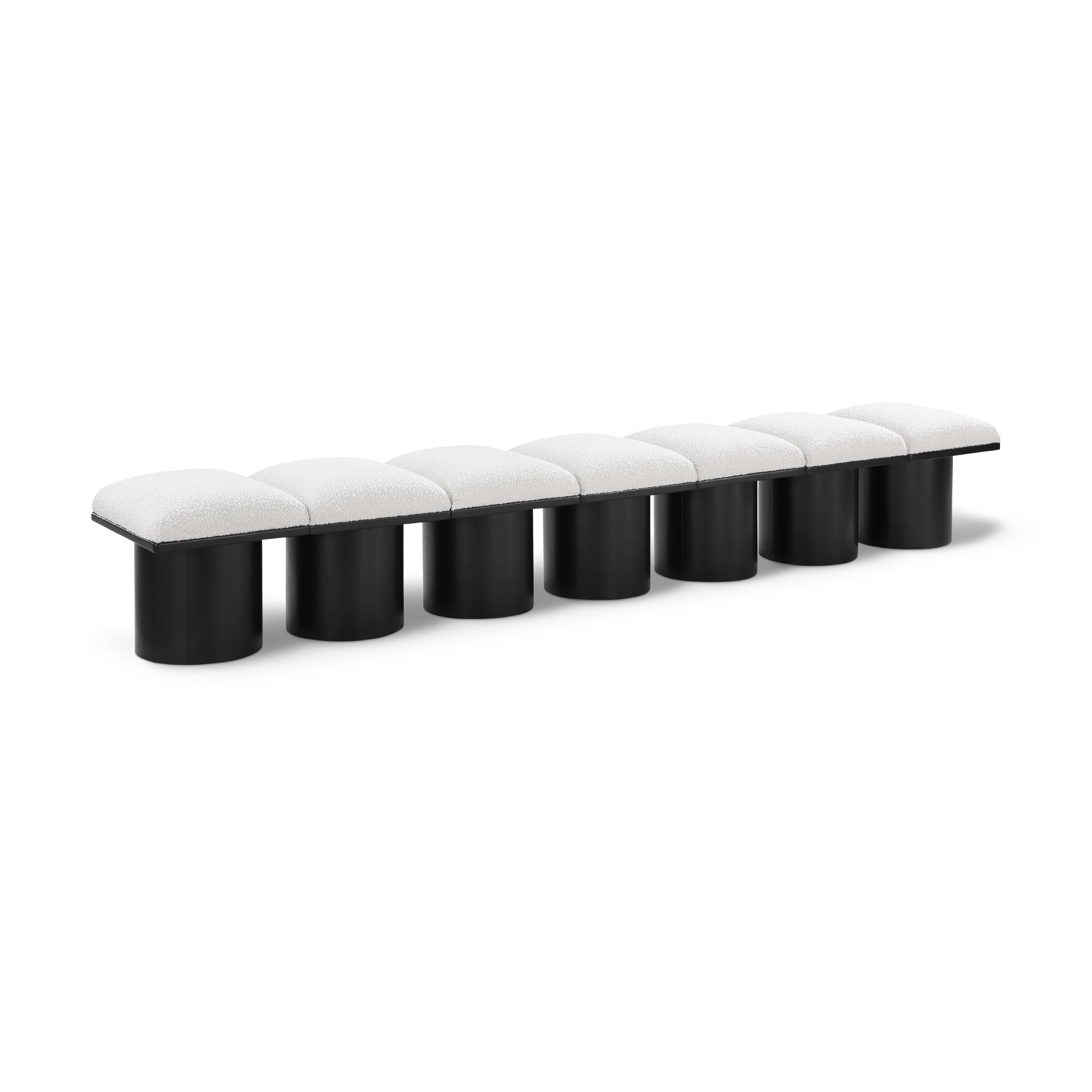 Meridian Pavilion Cream Boucle Fabric Bench
