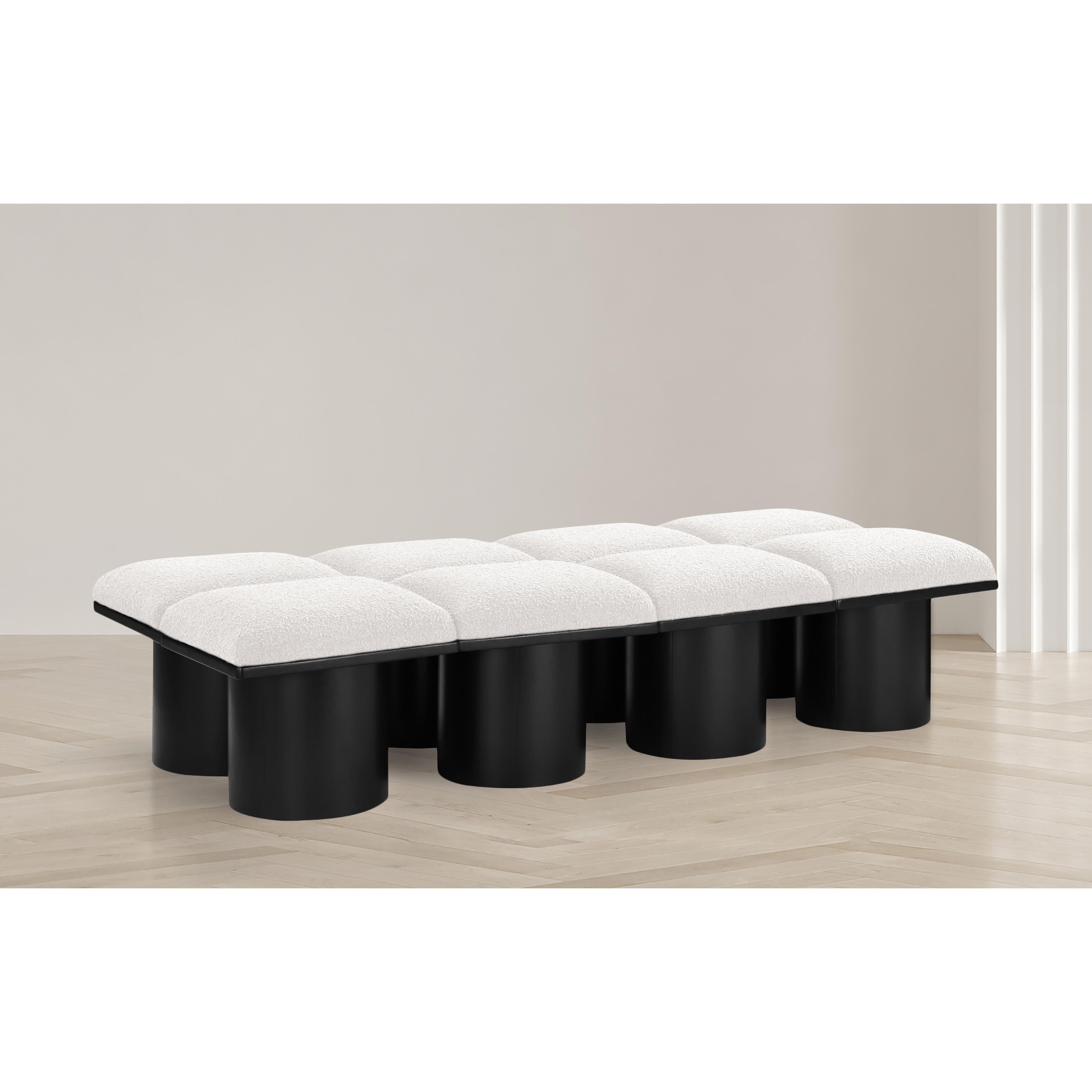 Meridian Pavilion Cream Boucle Fabric Bench