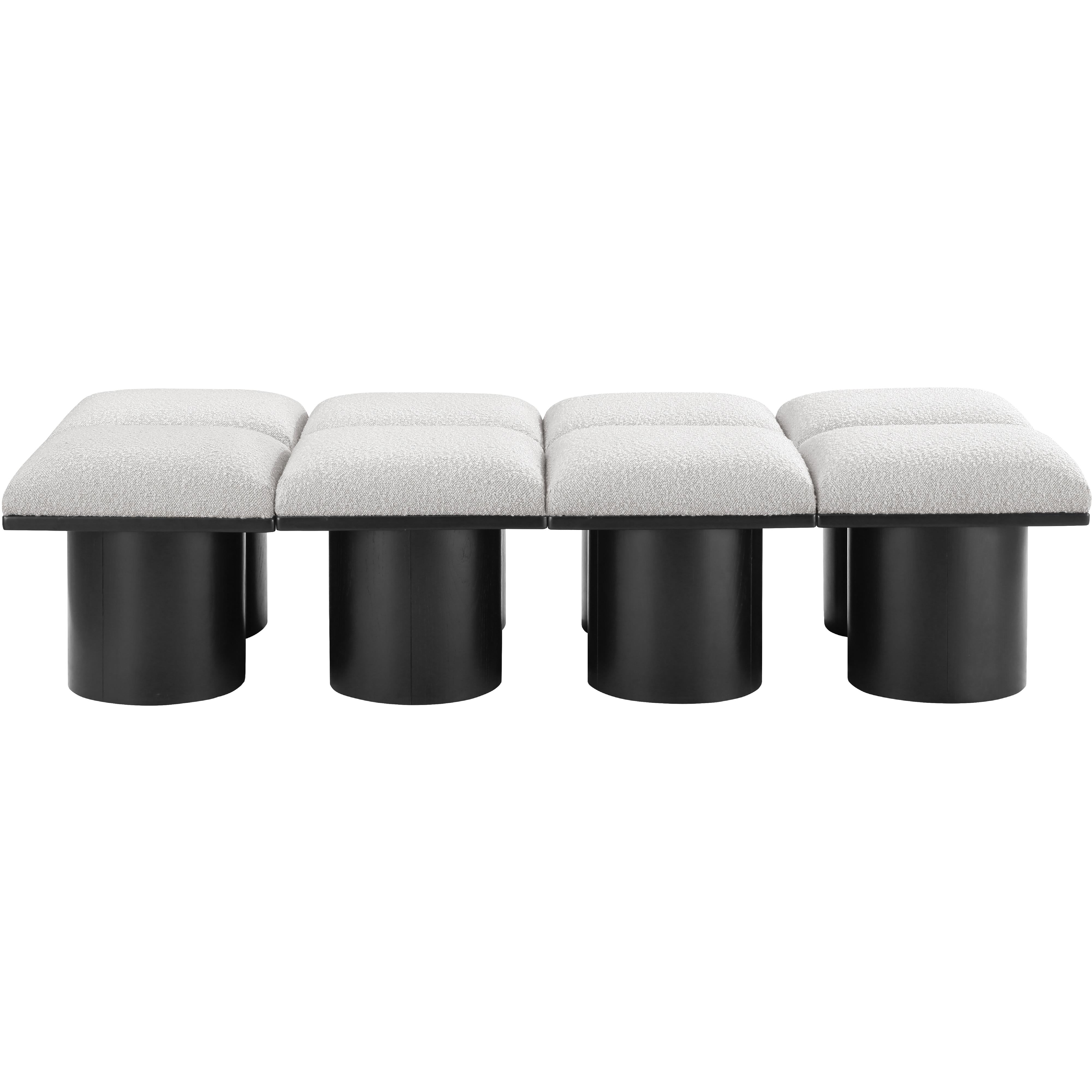 Meridian Pavilion Cream Boucle Fabric Bench