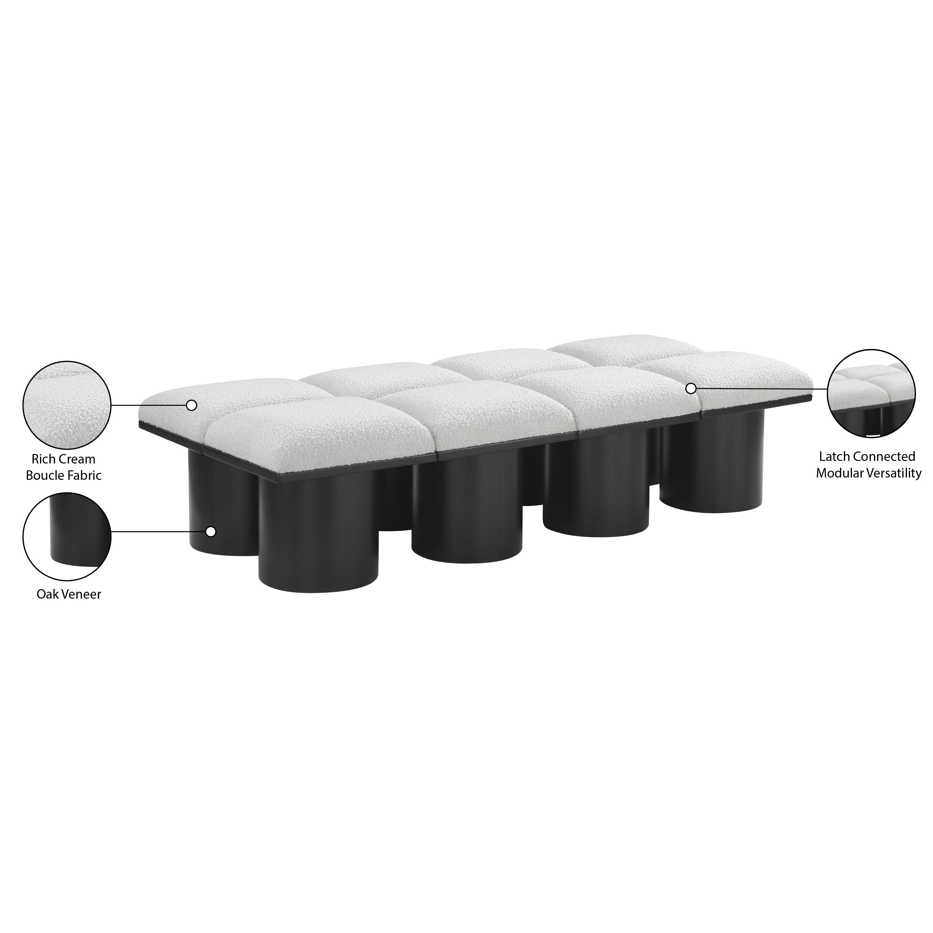 Meridian Pavilion Cream Boucle Fabric Bench