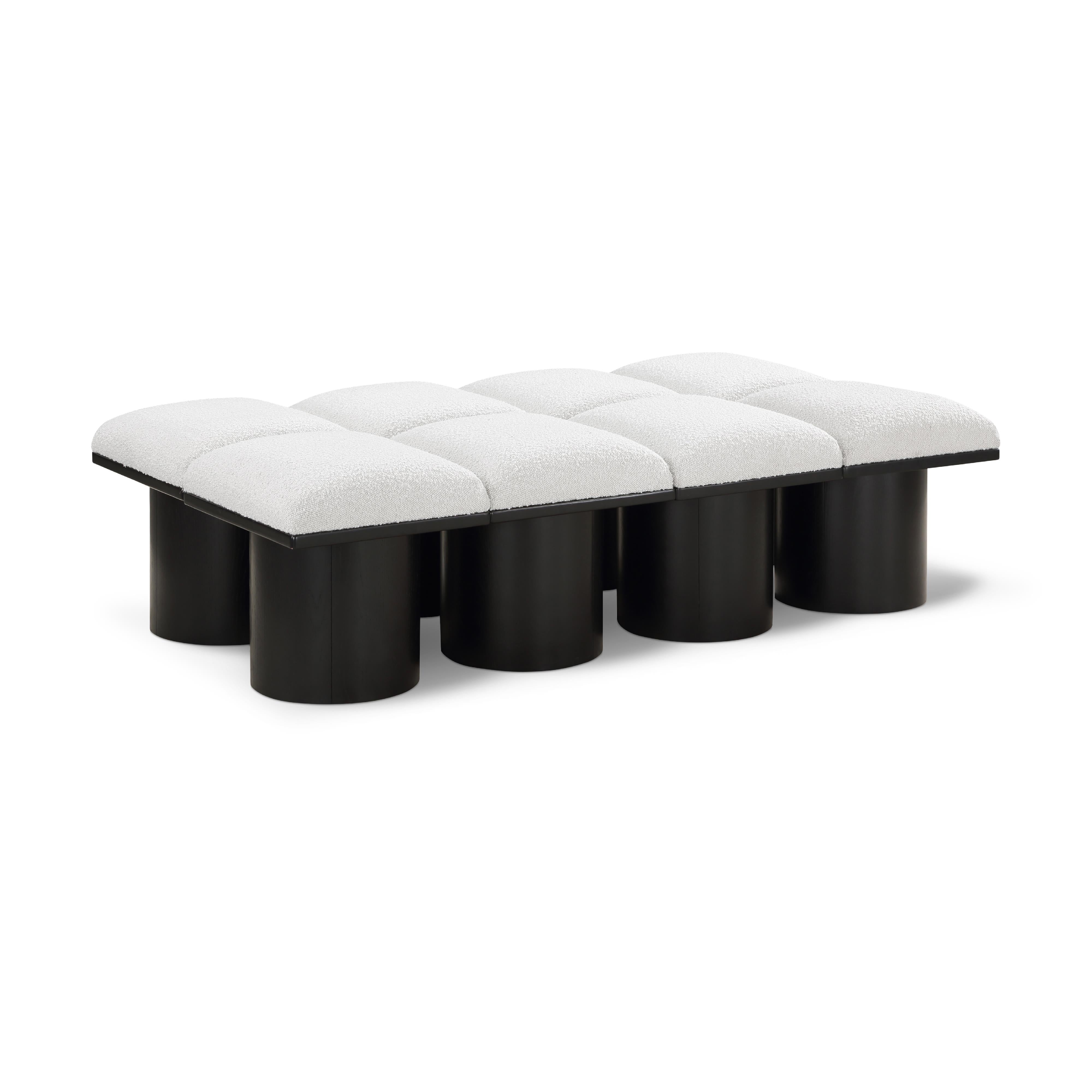Meridian Pavilion Cream Boucle Fabric Bench