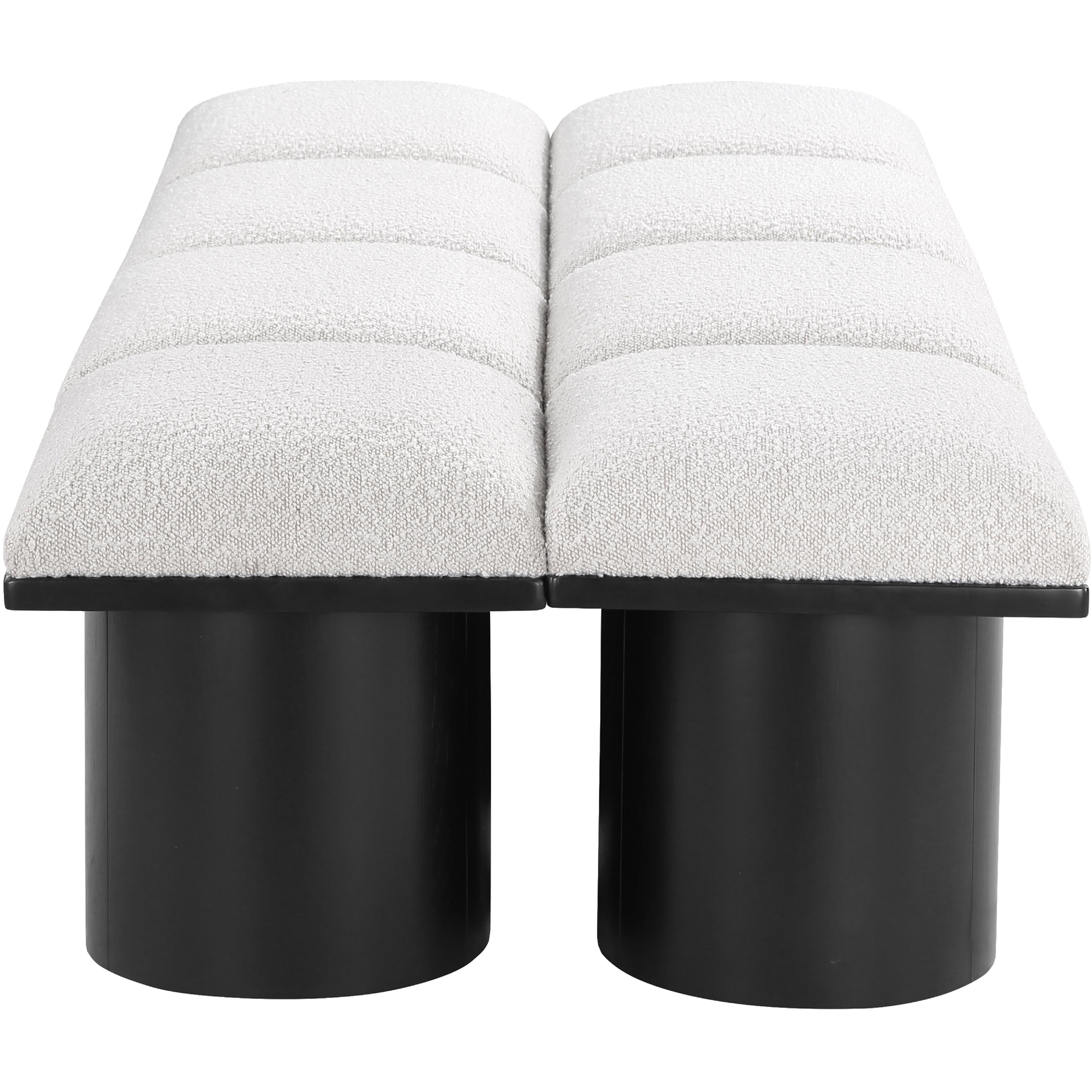 Meridian Pavilion Cream Boucle Fabric Bench