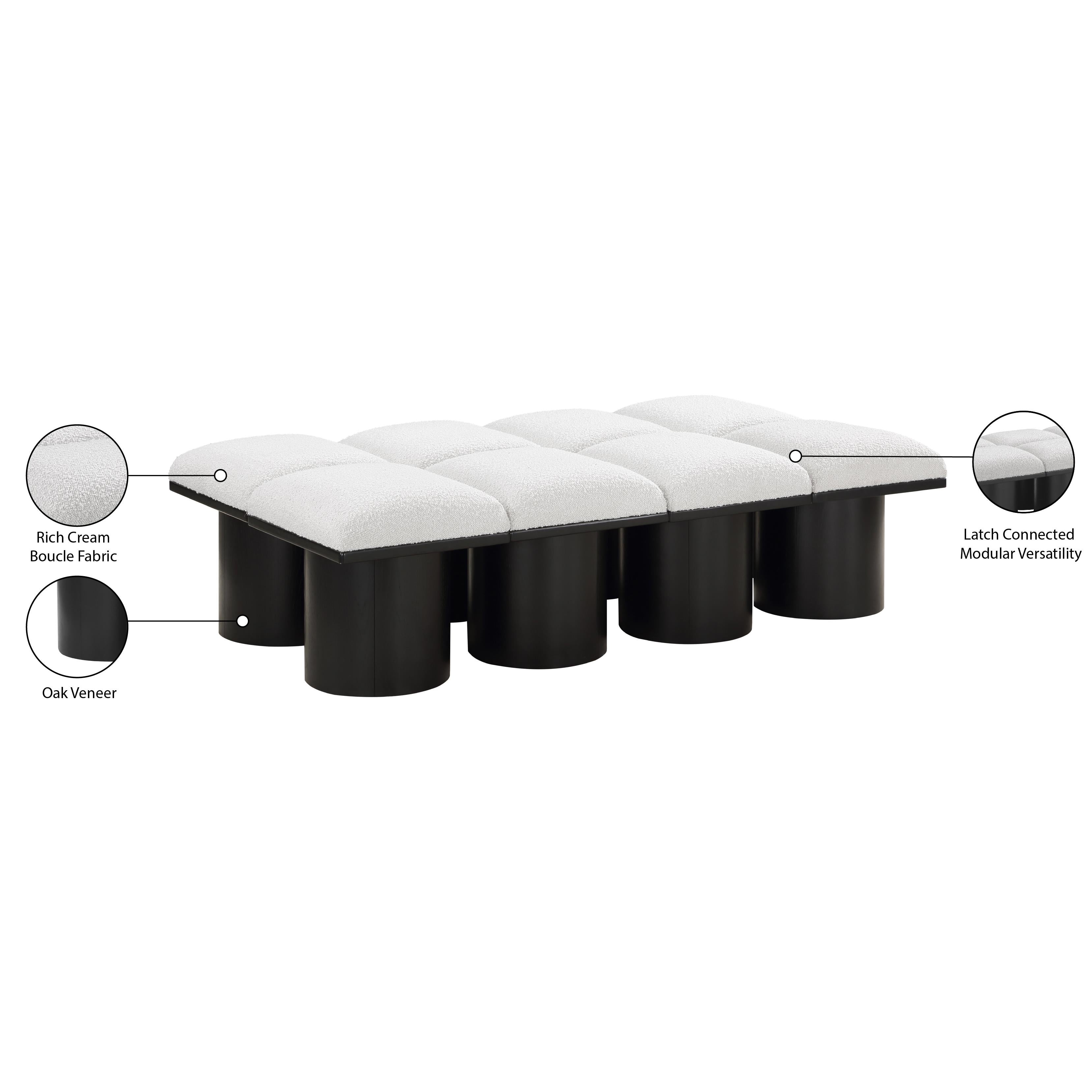 Meridian Pavilion Cream Boucle Fabric Bench