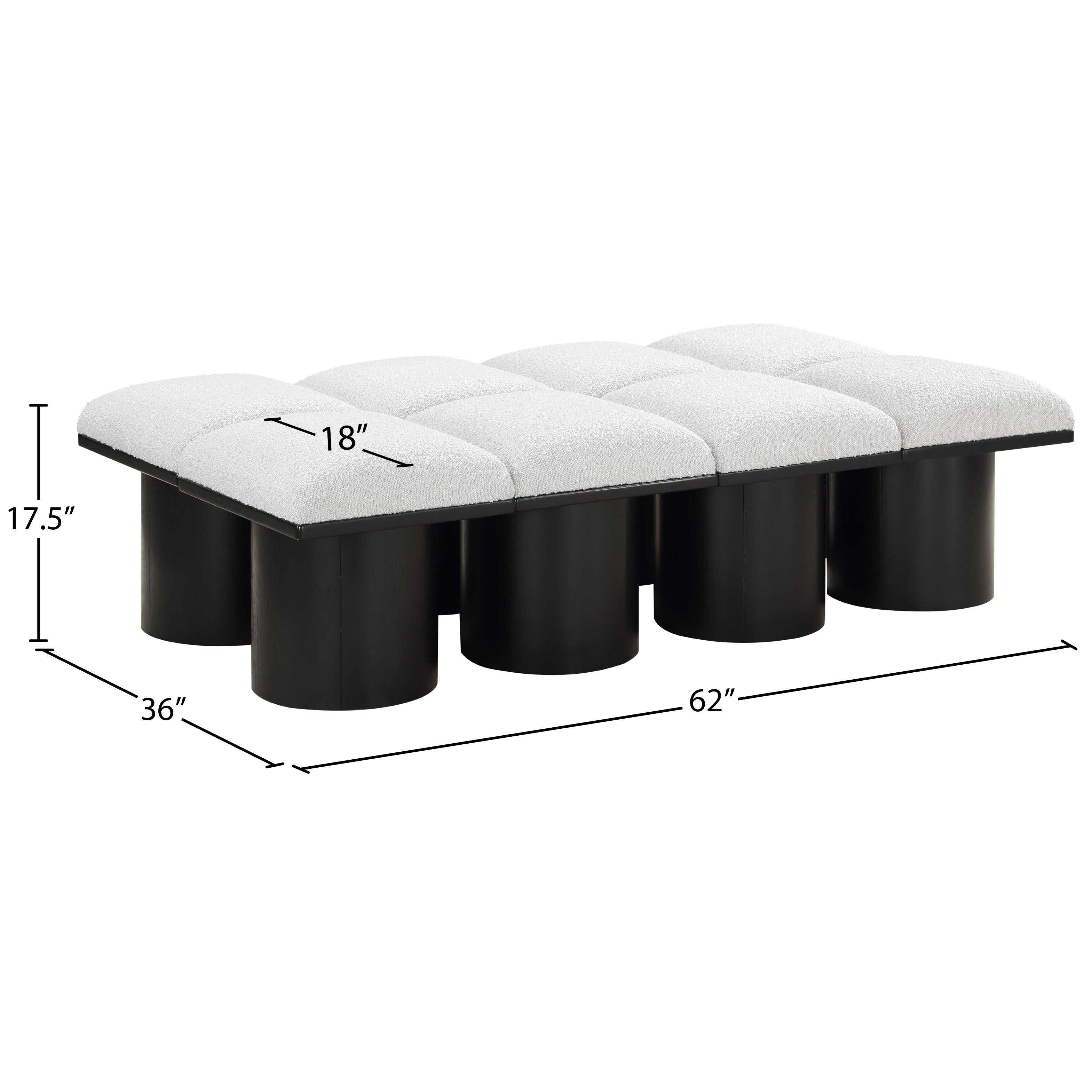 Meridian Pavilion Cream Boucle Fabric Bench