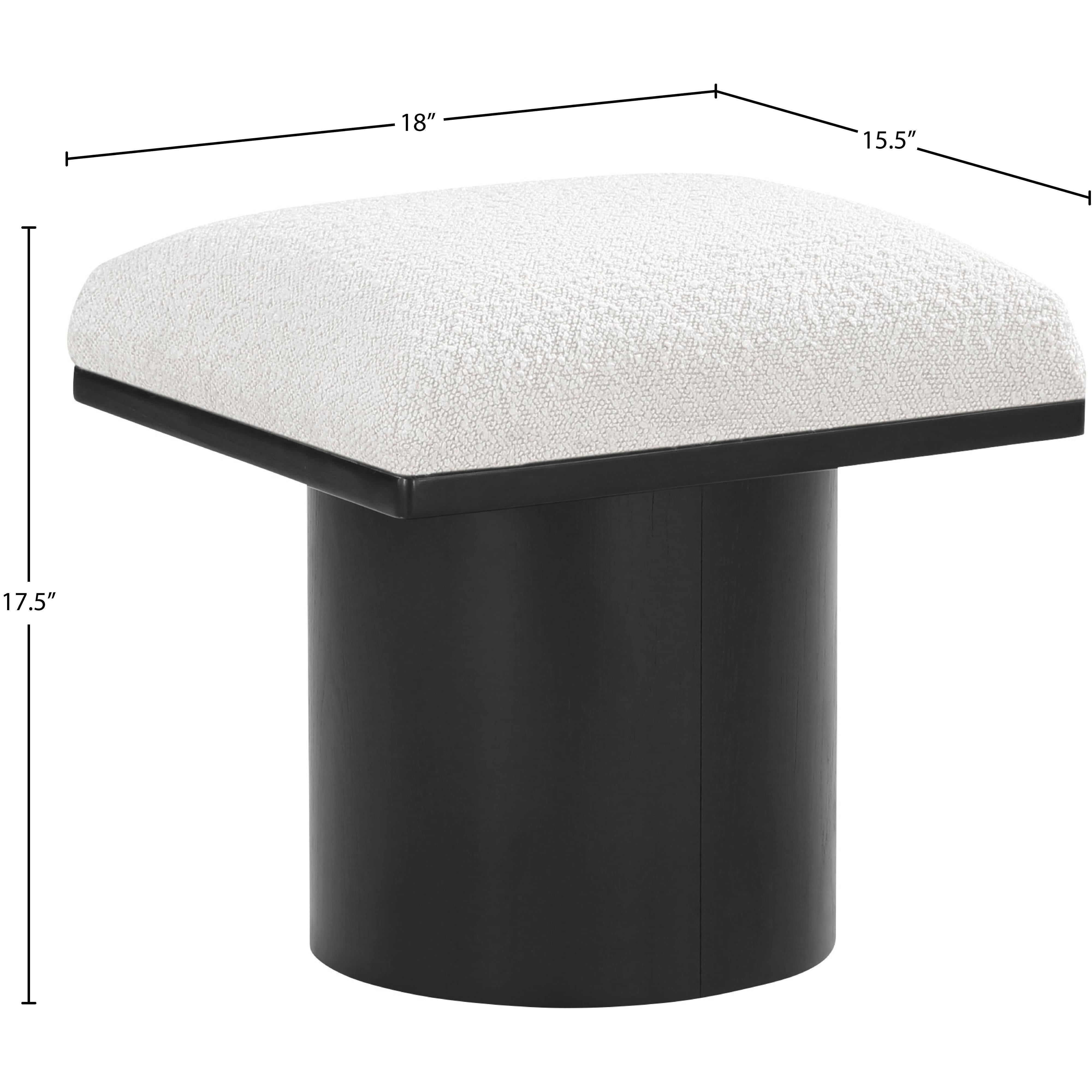 Meridian Pavilion Cream Boucle Fabric Bench/Stool