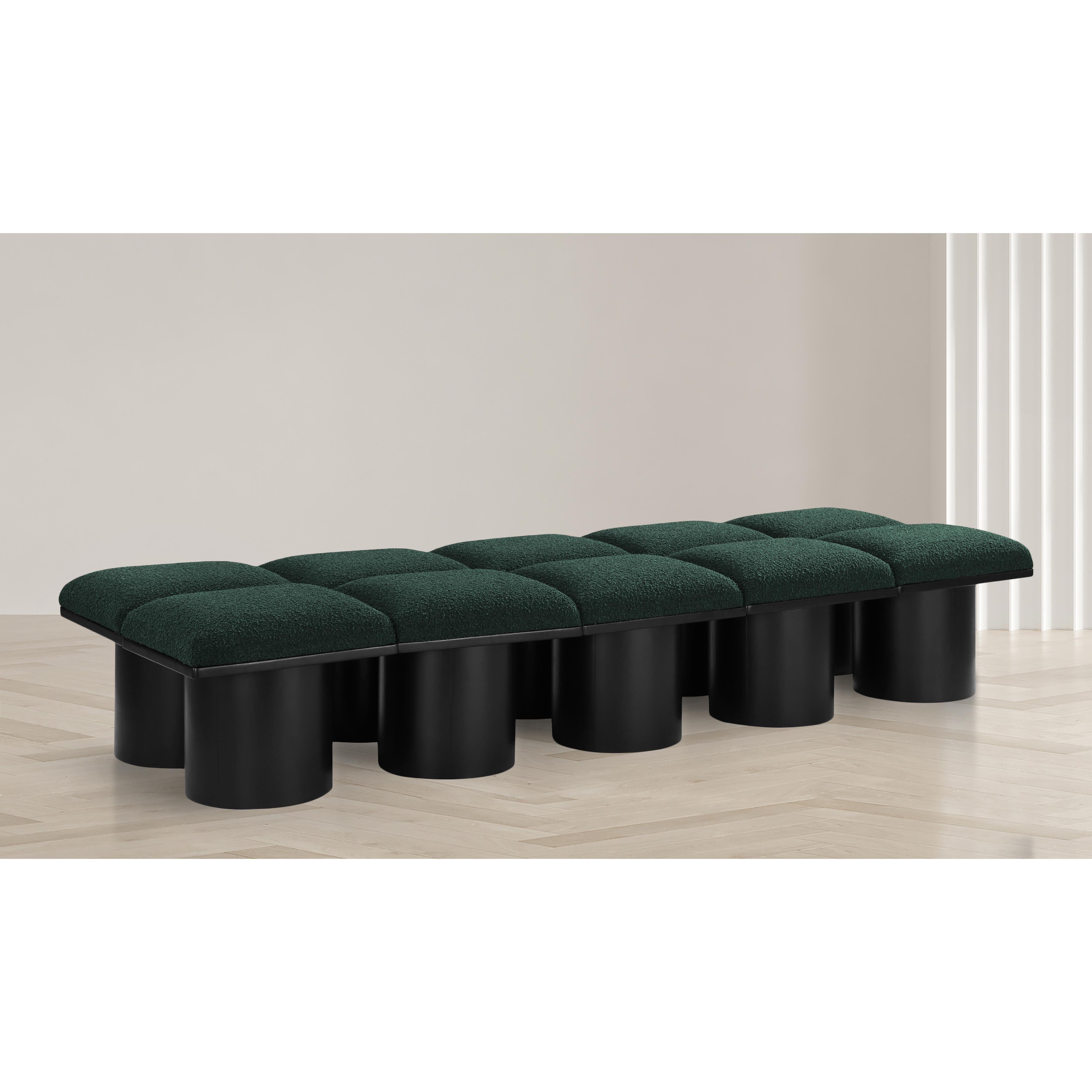 Meridian Pavilion Green Boucle Fabric Bench
