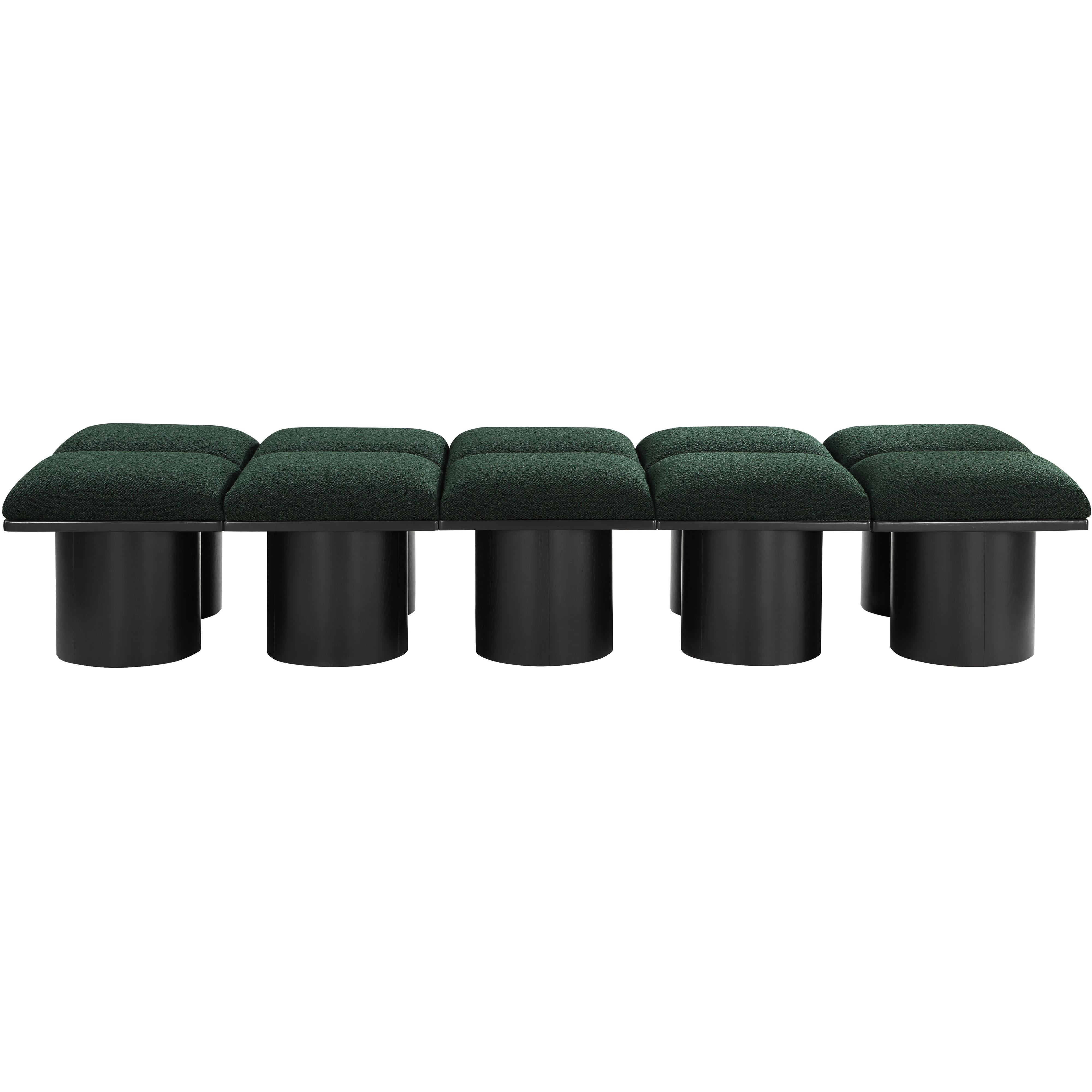 Meridian Pavilion Green Boucle Fabric Bench
