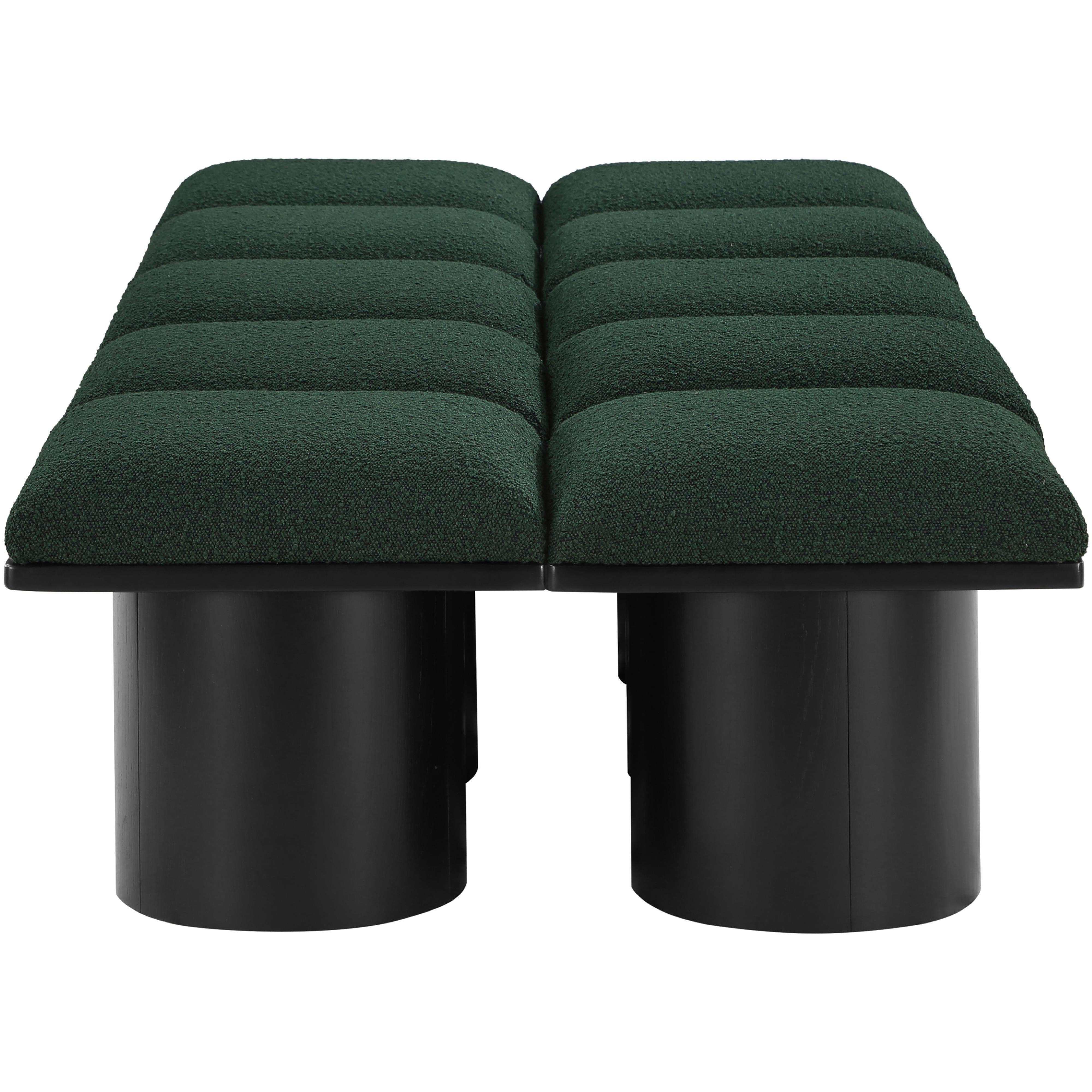 Meridian Pavilion Green Boucle Fabric Bench