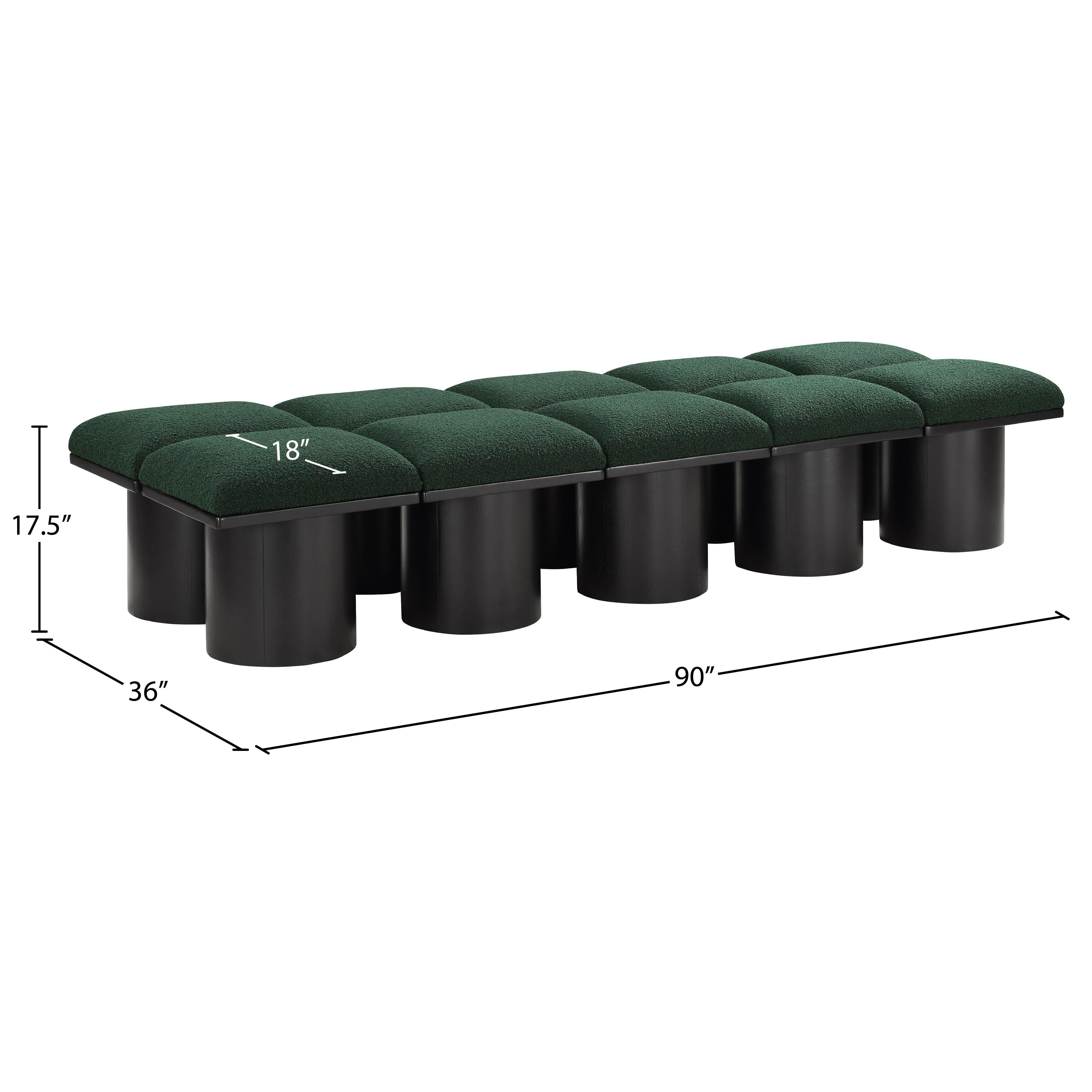 Meridian Pavilion Green Boucle Fabric Bench
