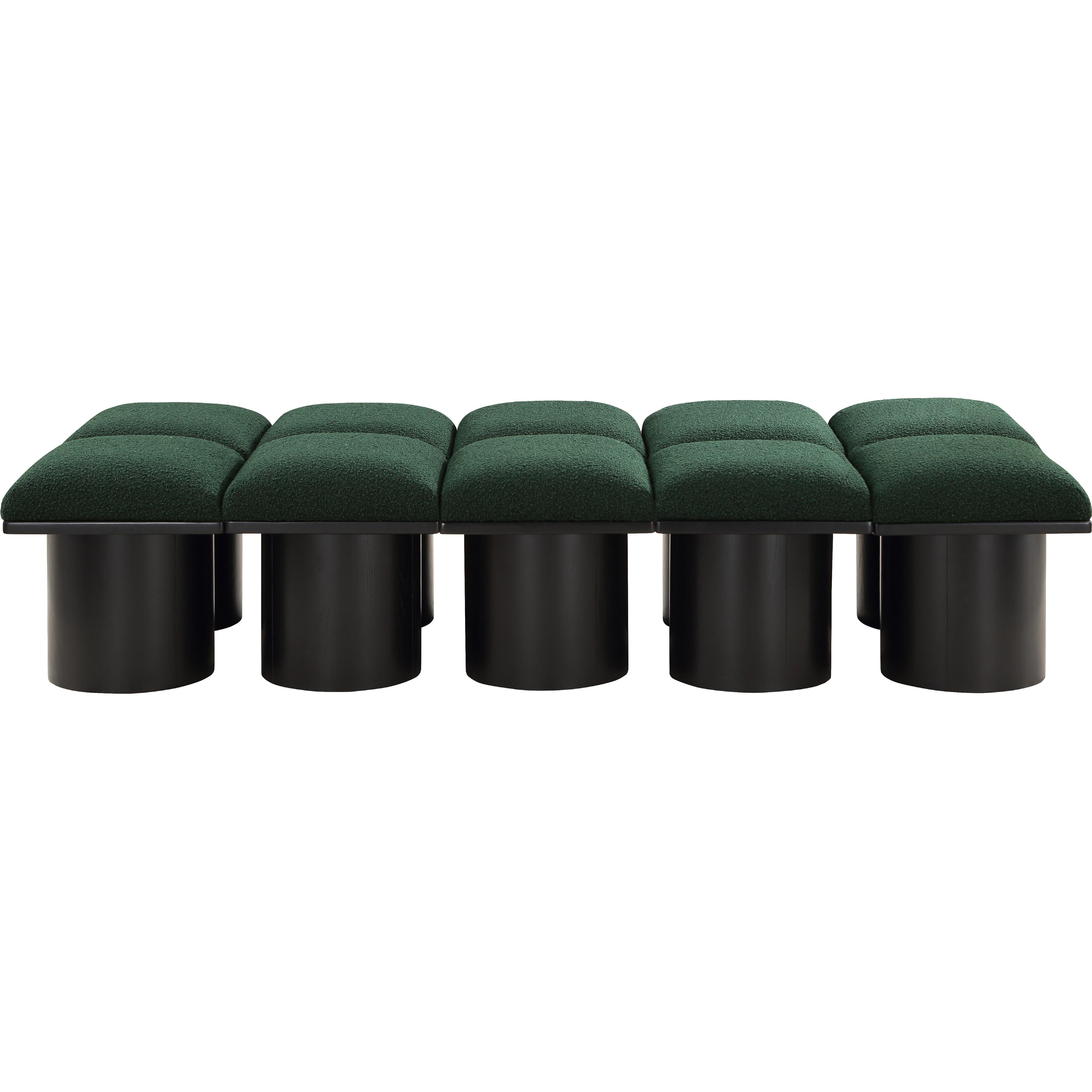 Meridian Pavilion Green Boucle Fabric Bench