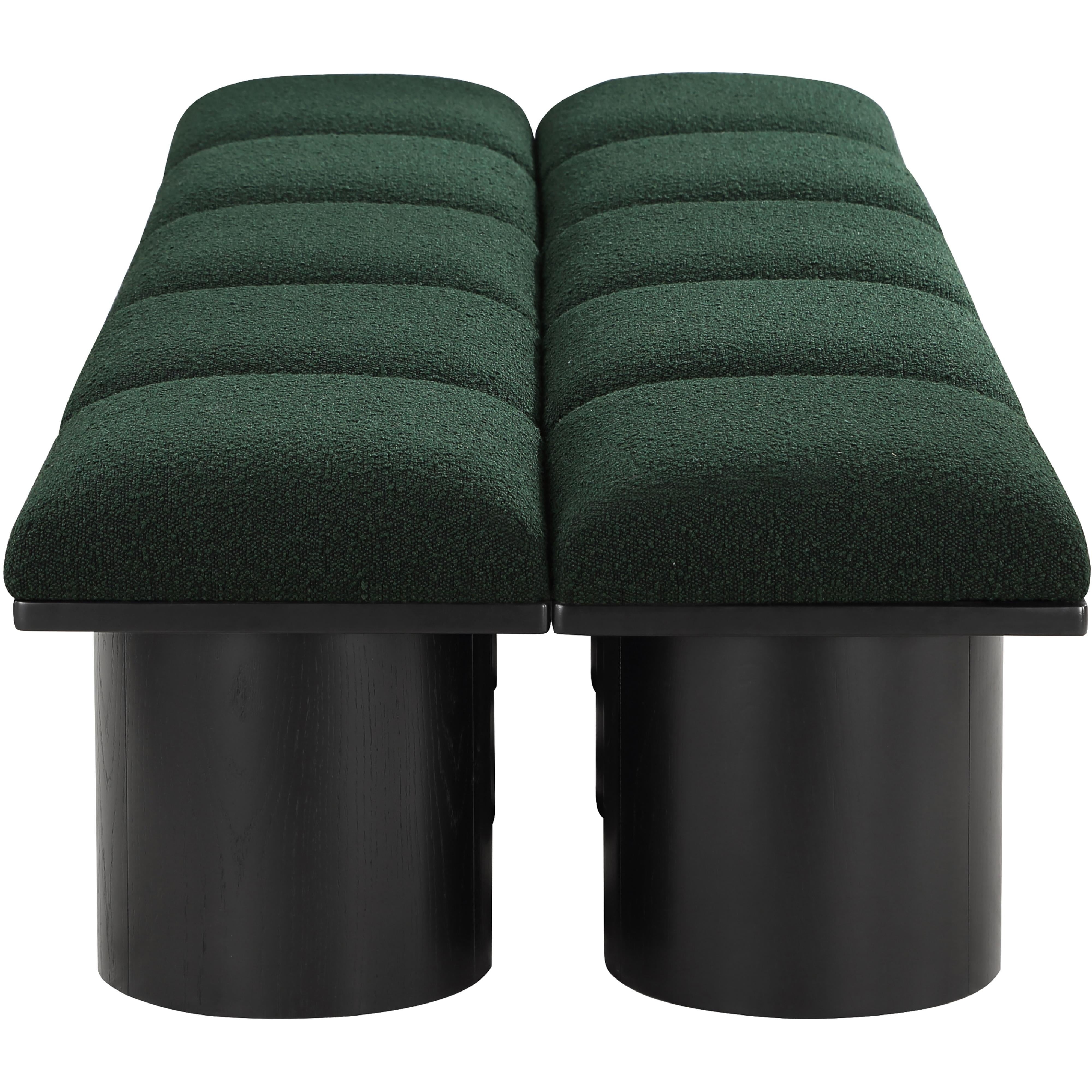 Meridian Pavilion Green Boucle Fabric Bench