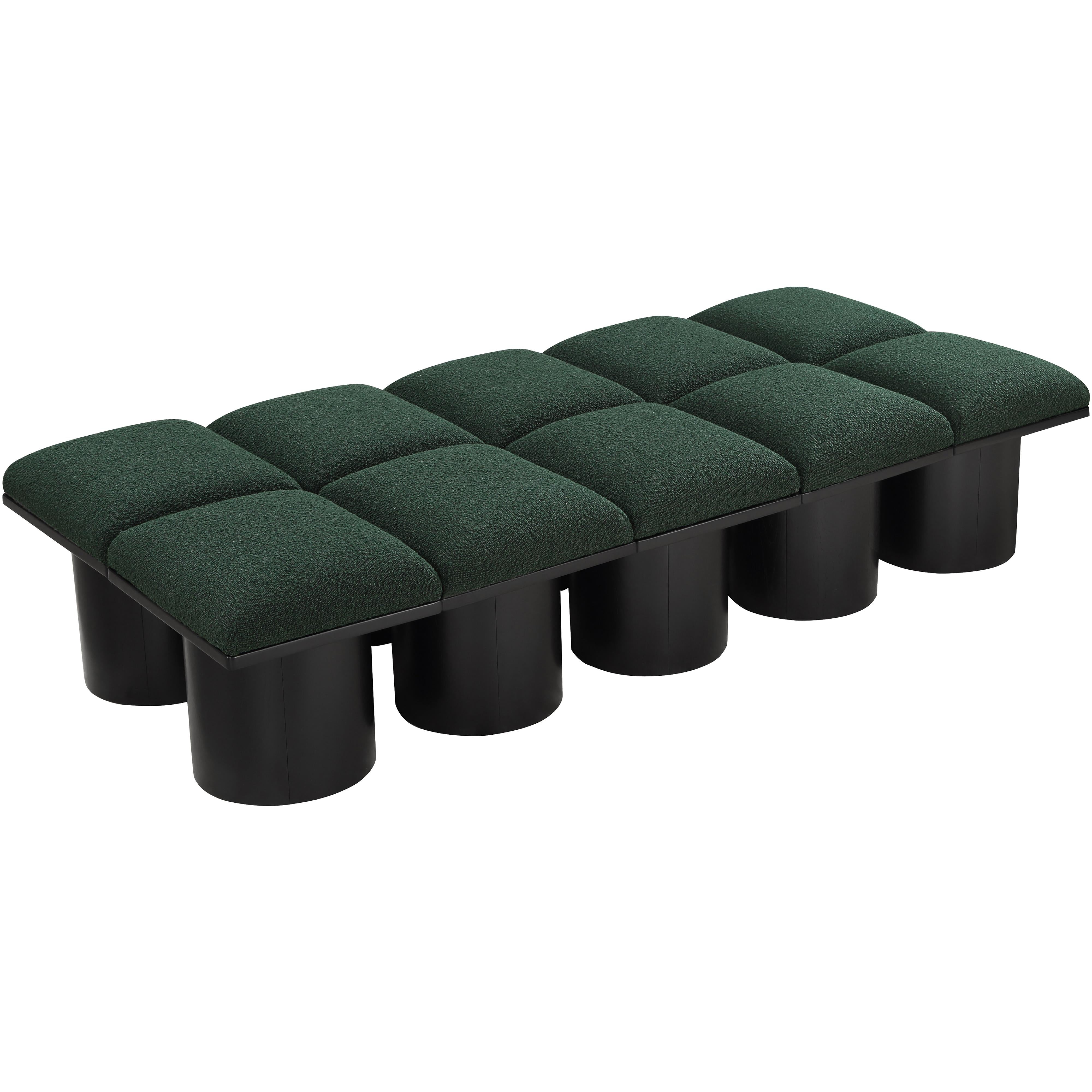 Meridian Pavilion Green Boucle Fabric Bench