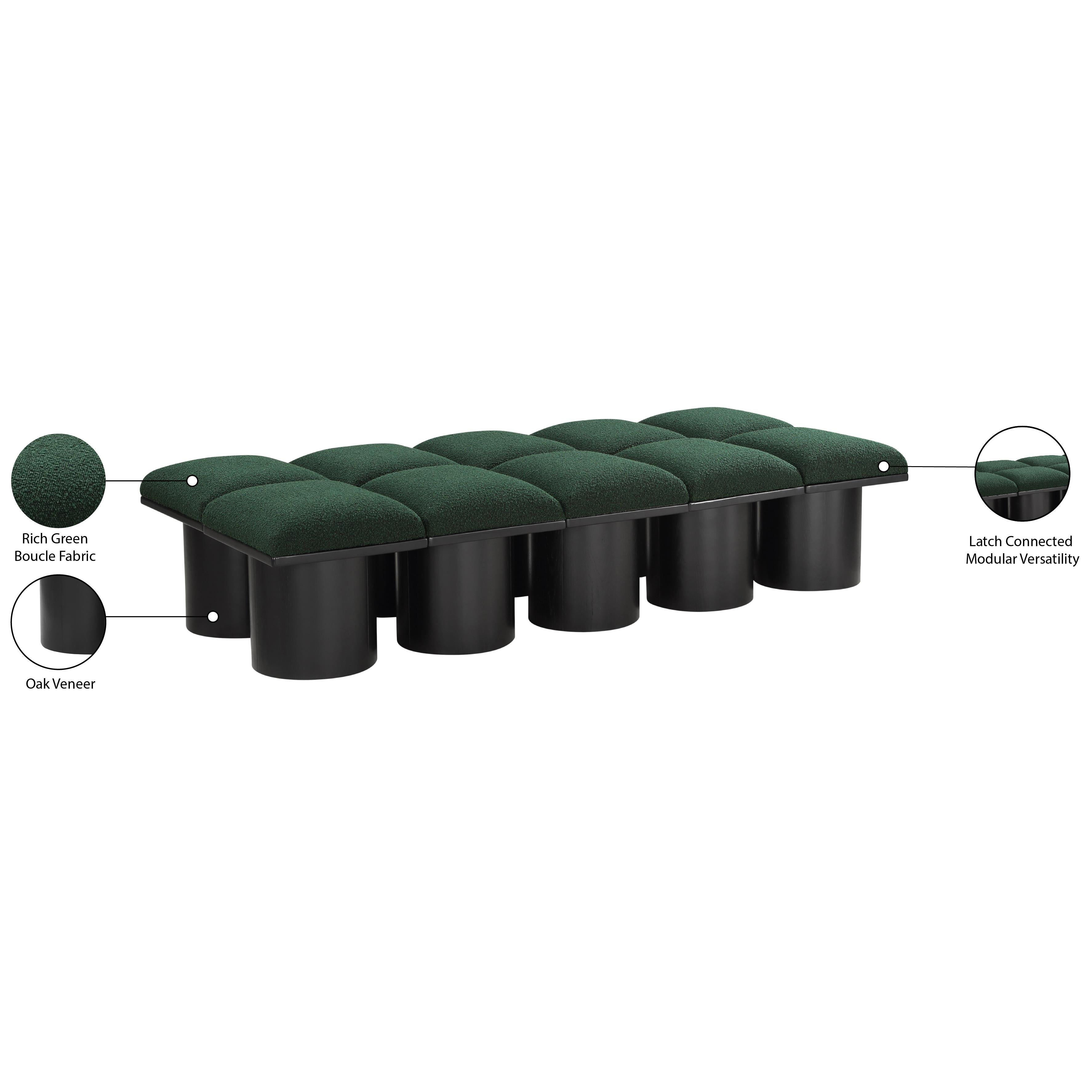 Meridian Pavilion Green Boucle Fabric Bench