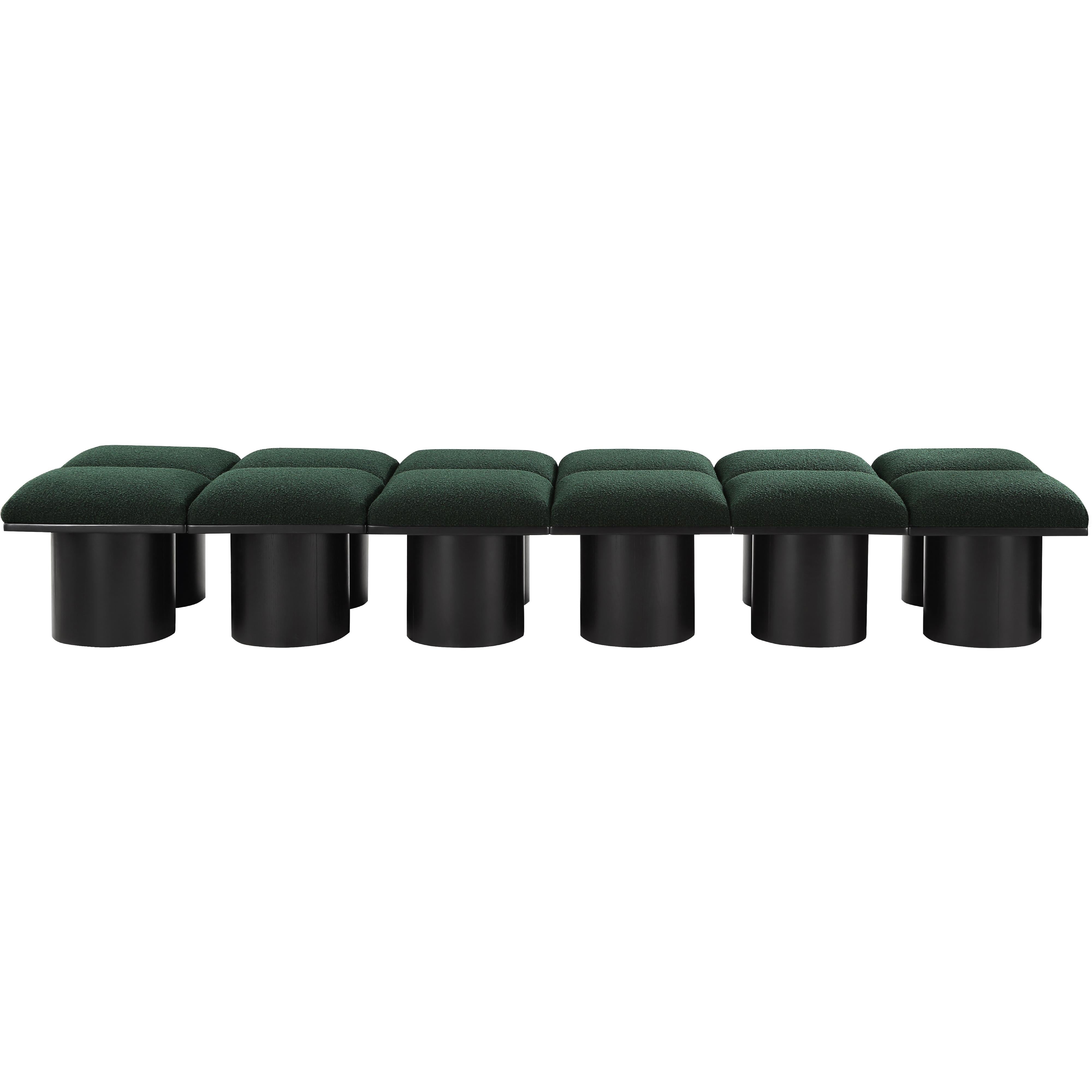 Meridian Pavilion Green Boucle Fabric Bench