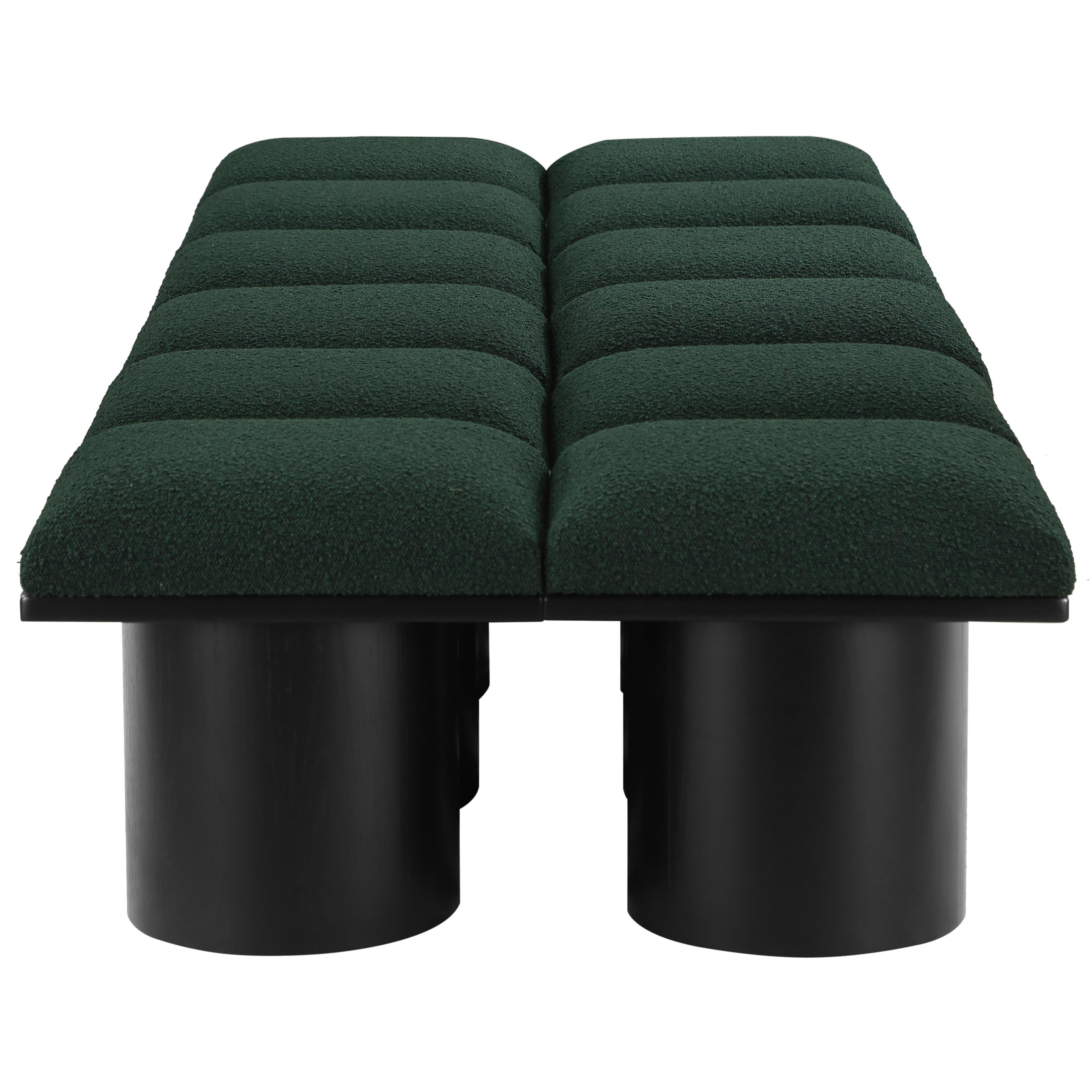 Meridian Pavilion Green Boucle Fabric Bench