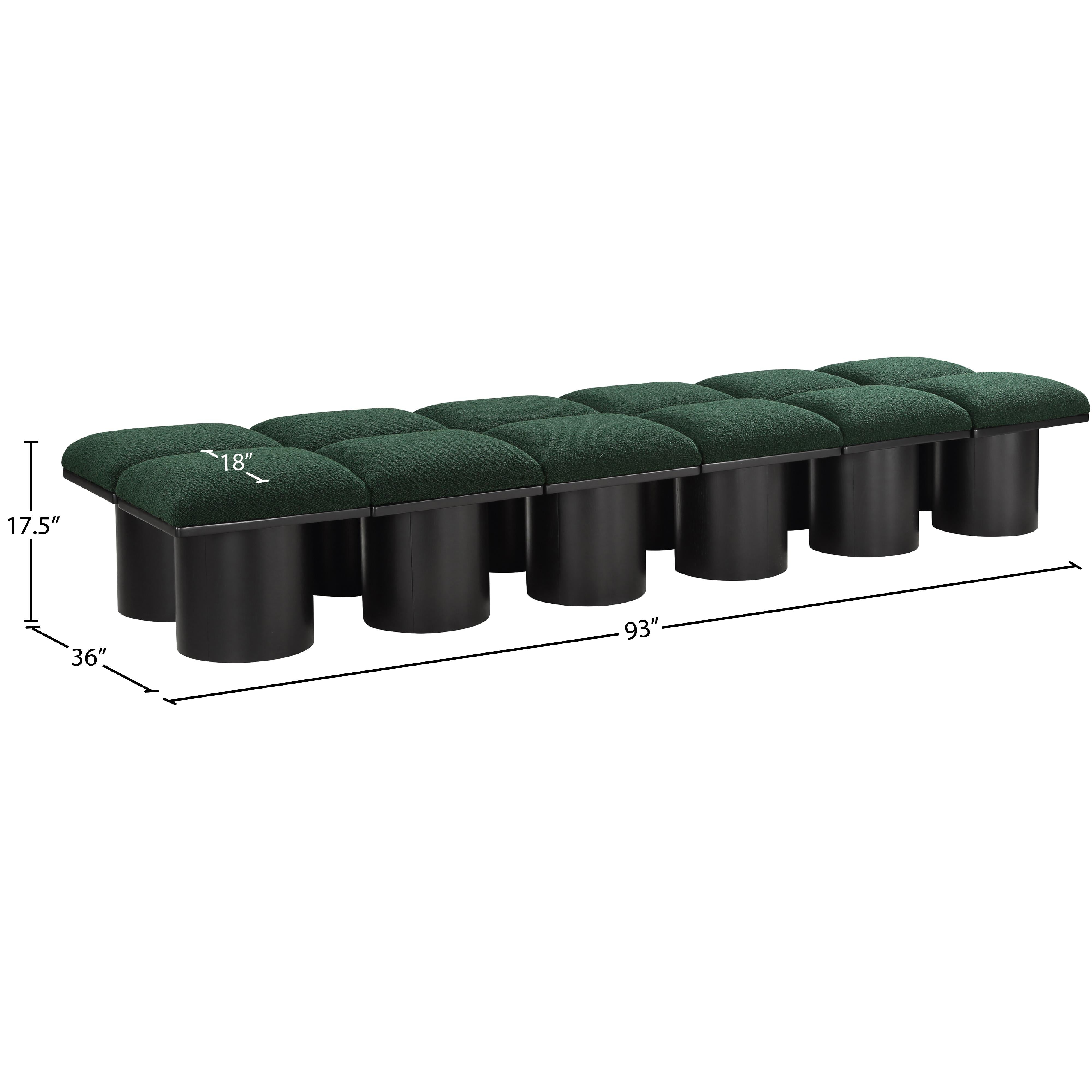 Meridian Pavilion Green Boucle Fabric Bench