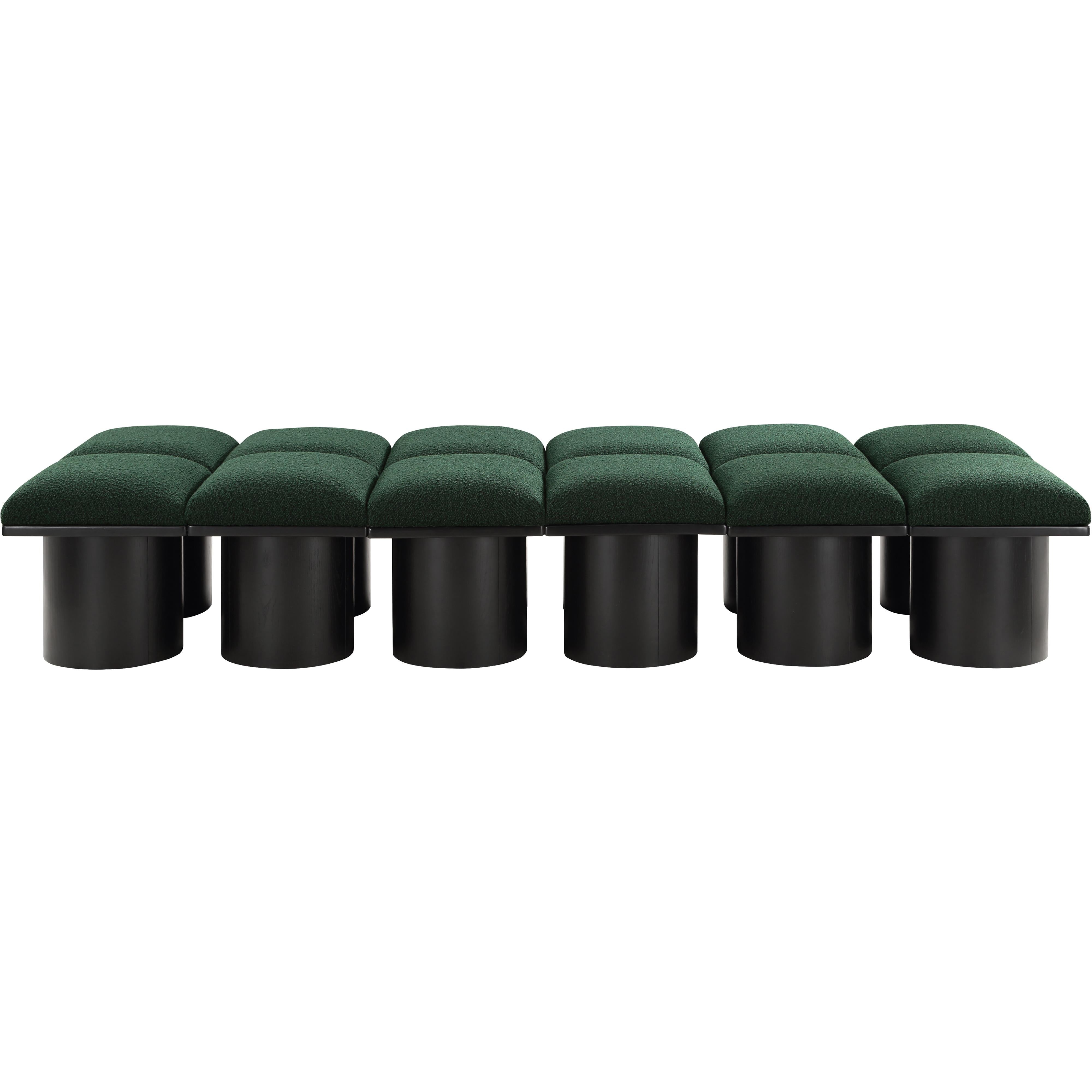 Meridian Pavilion Green Boucle Fabric Bench