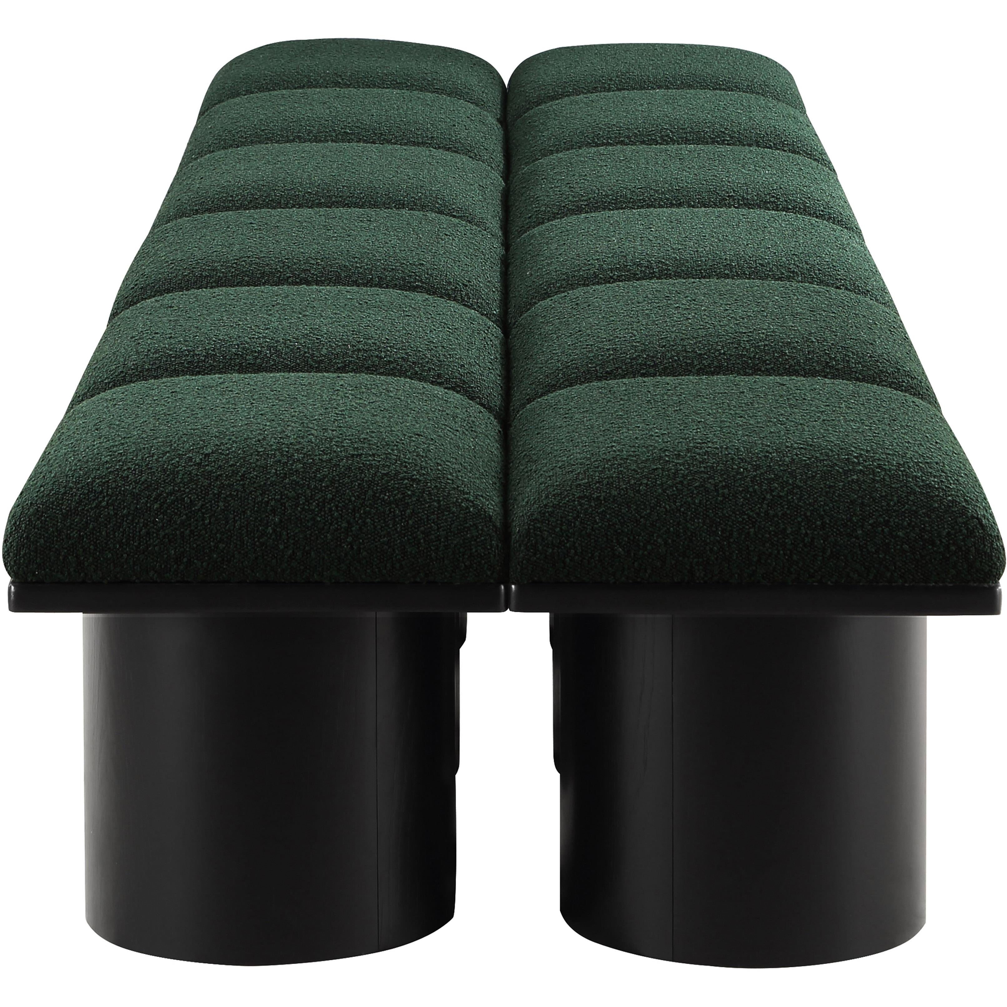 Meridian Pavilion Green Boucle Fabric Bench