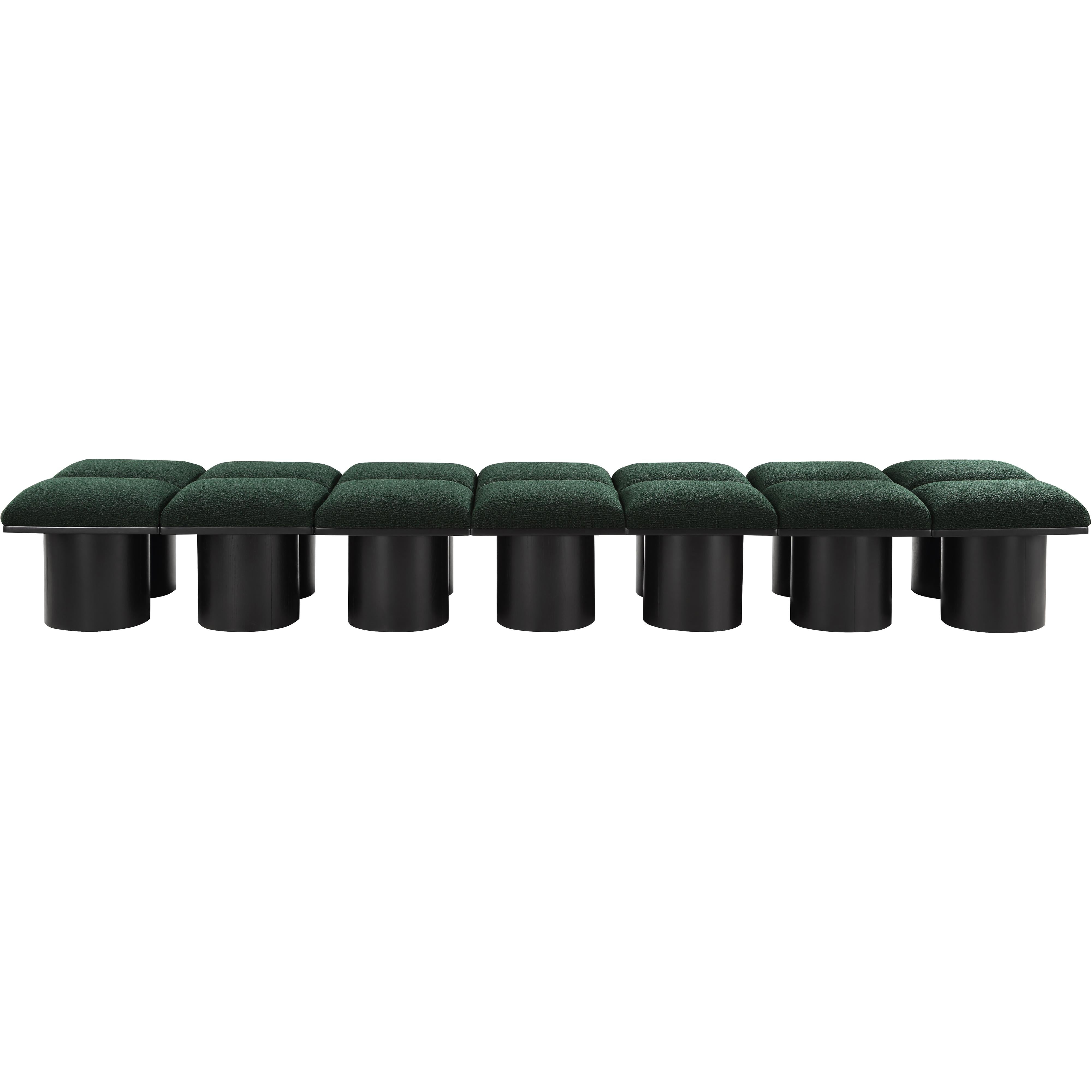Meridian Pavilion Green Boucle Fabric Bench