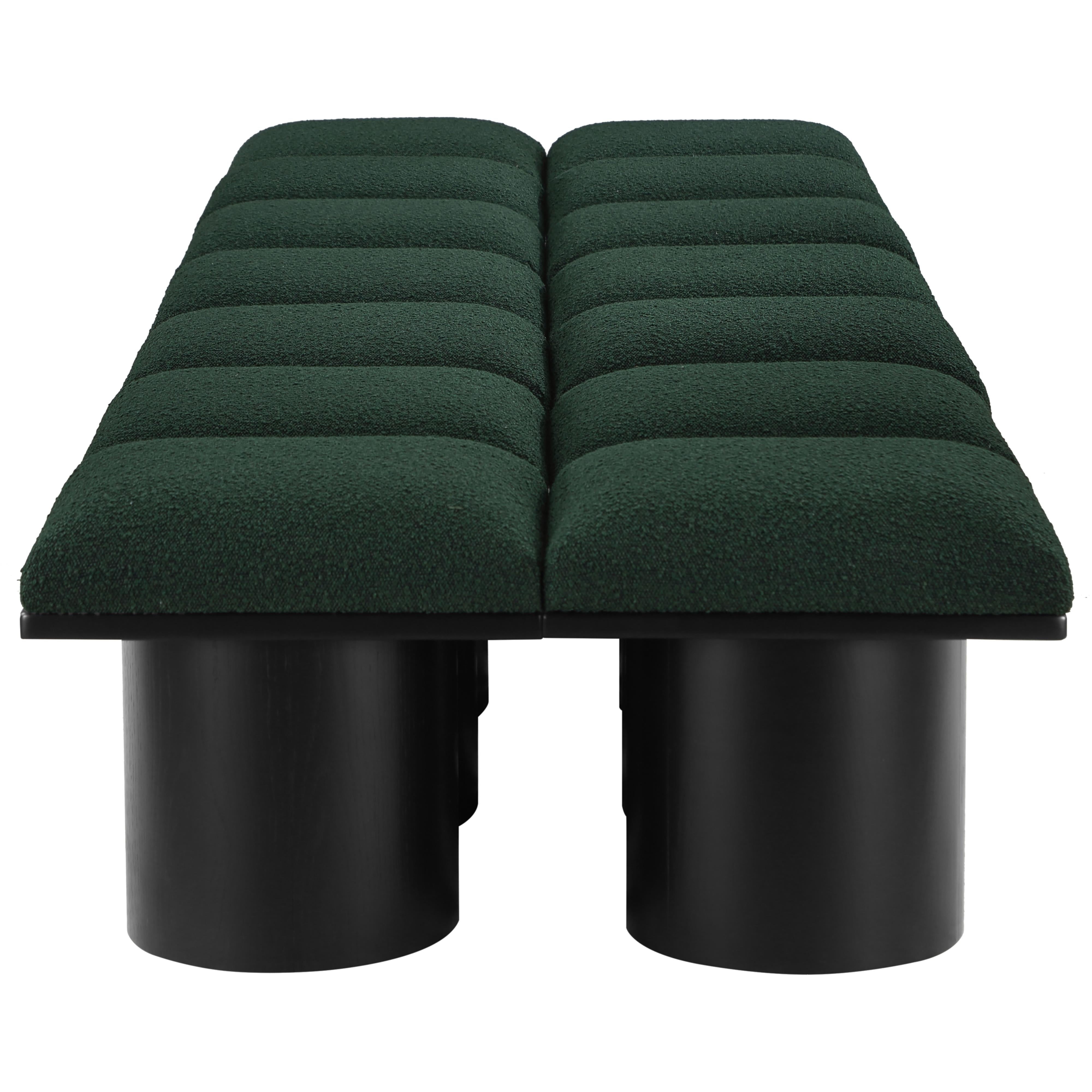 Meridian Pavilion Green Boucle Fabric Bench