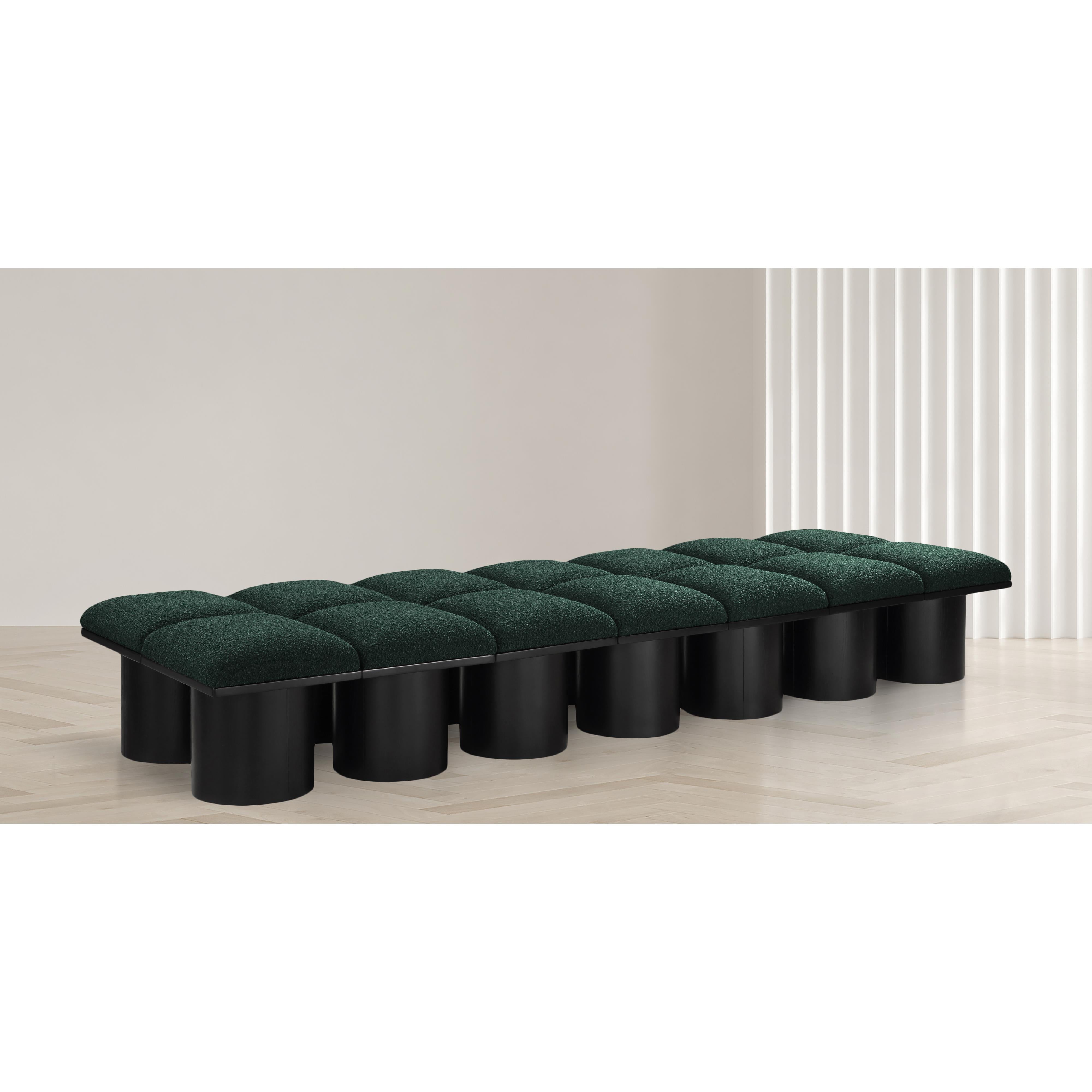 Meridian Pavilion Green Boucle Fabric Bench