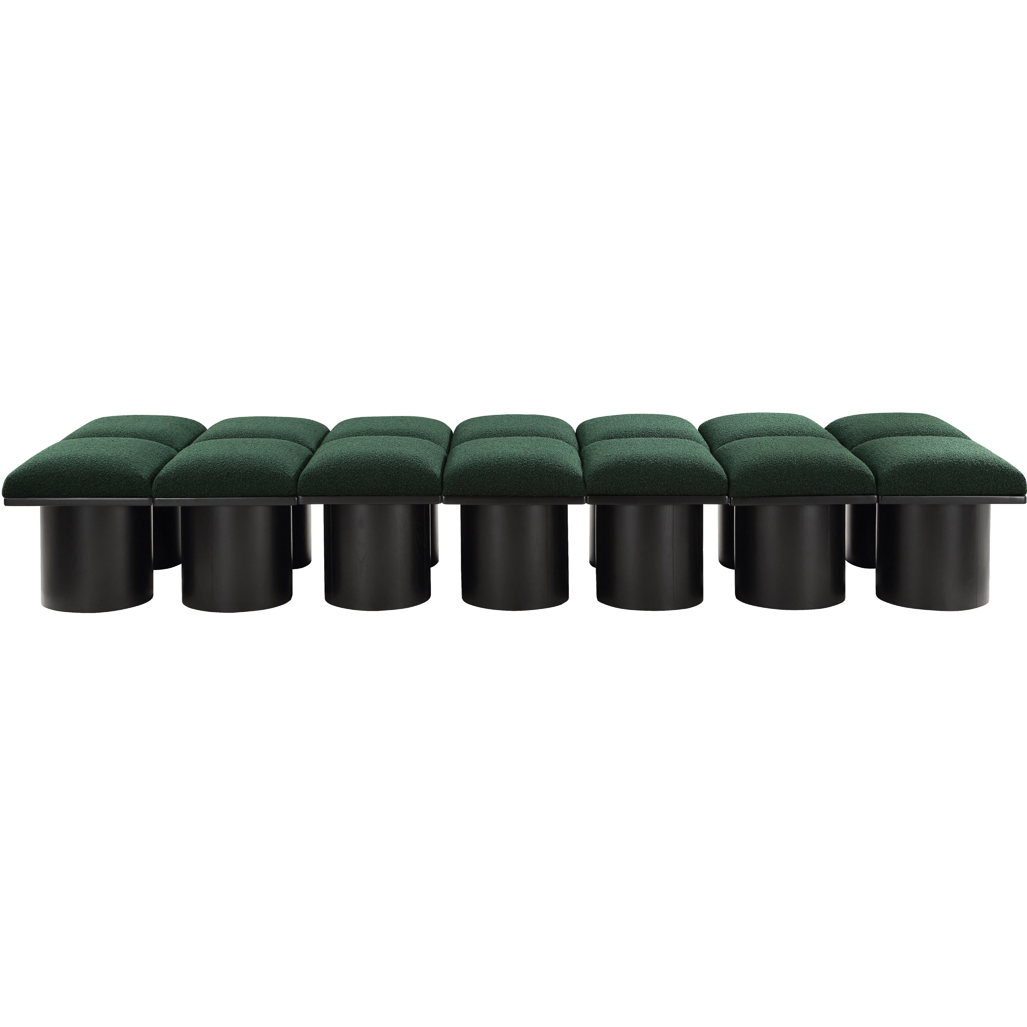 Meridian Pavilion Green Boucle Fabric Bench