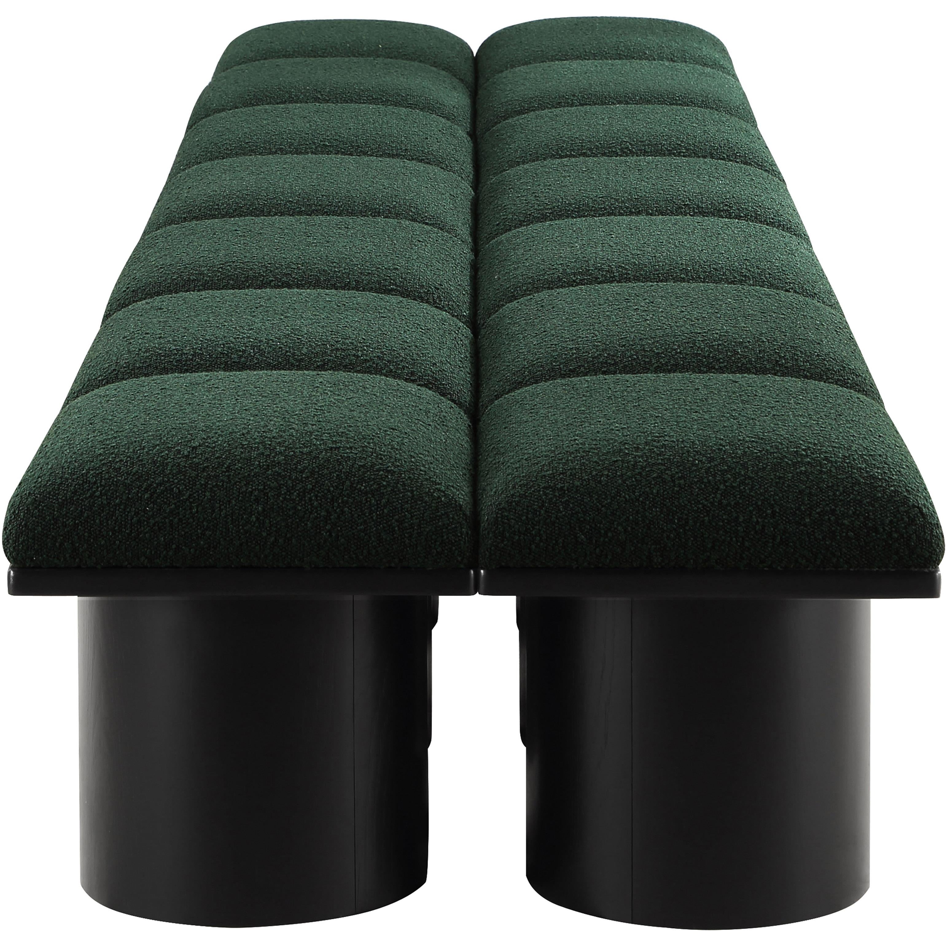 Meridian Pavilion Green Boucle Fabric Bench