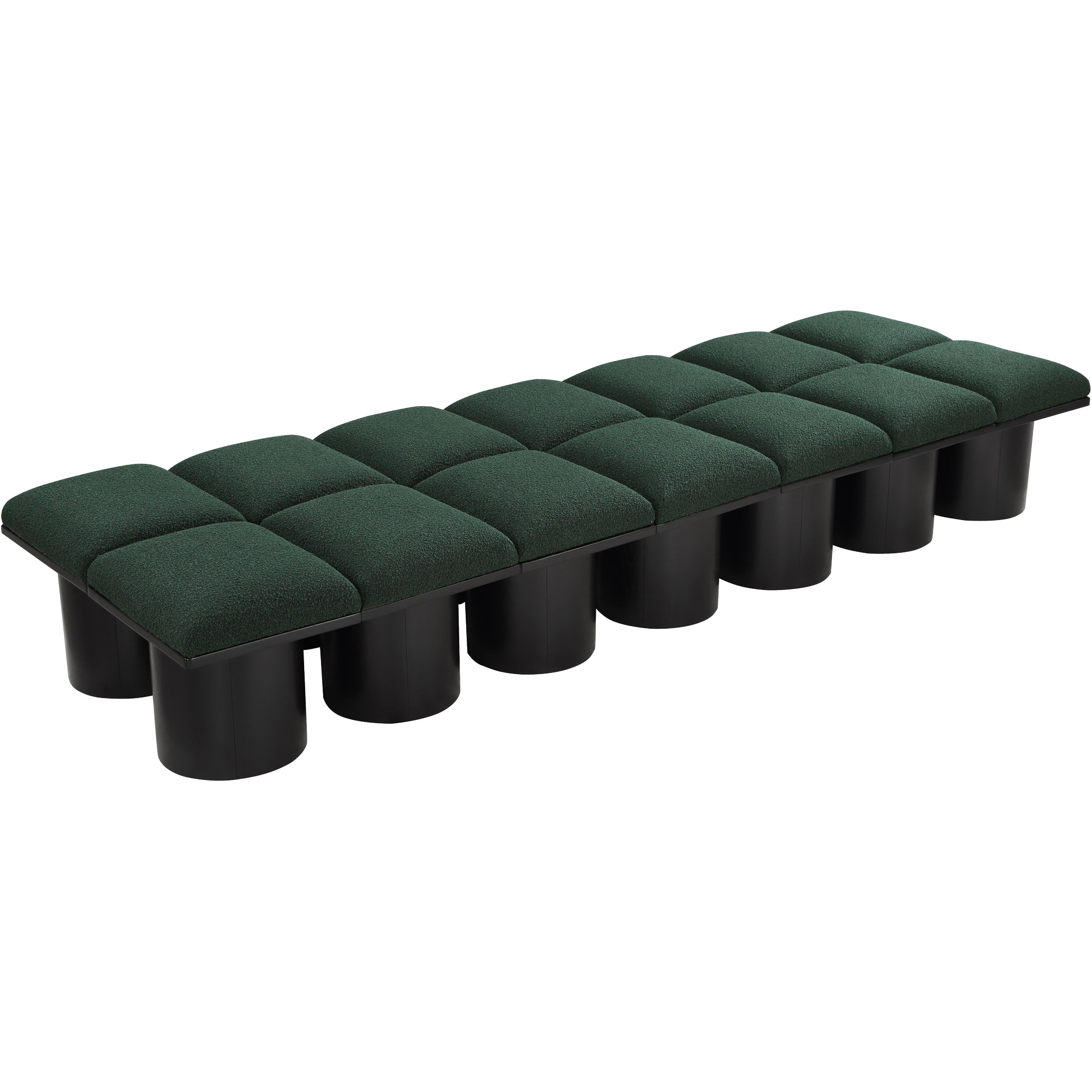 Meridian Pavilion Green Boucle Fabric Bench