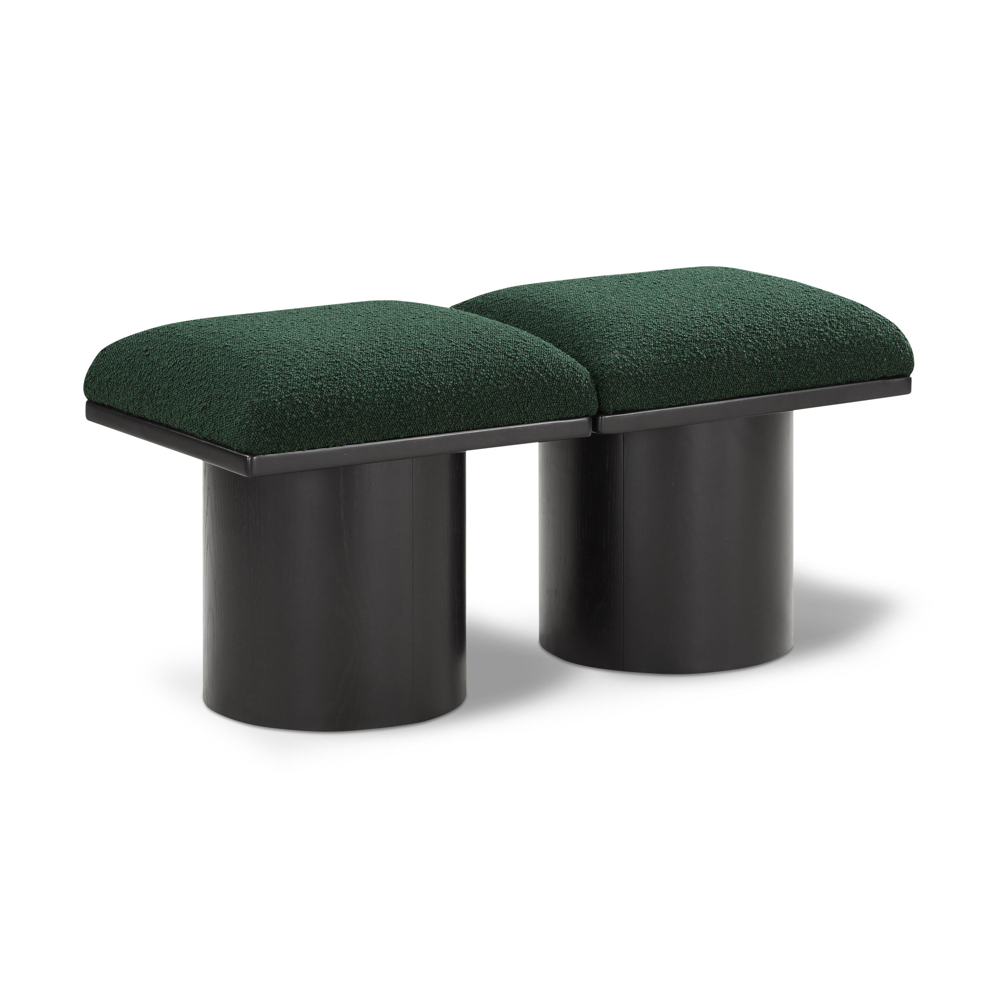 Meridian Pavilion Green Boucle Fabric Bench