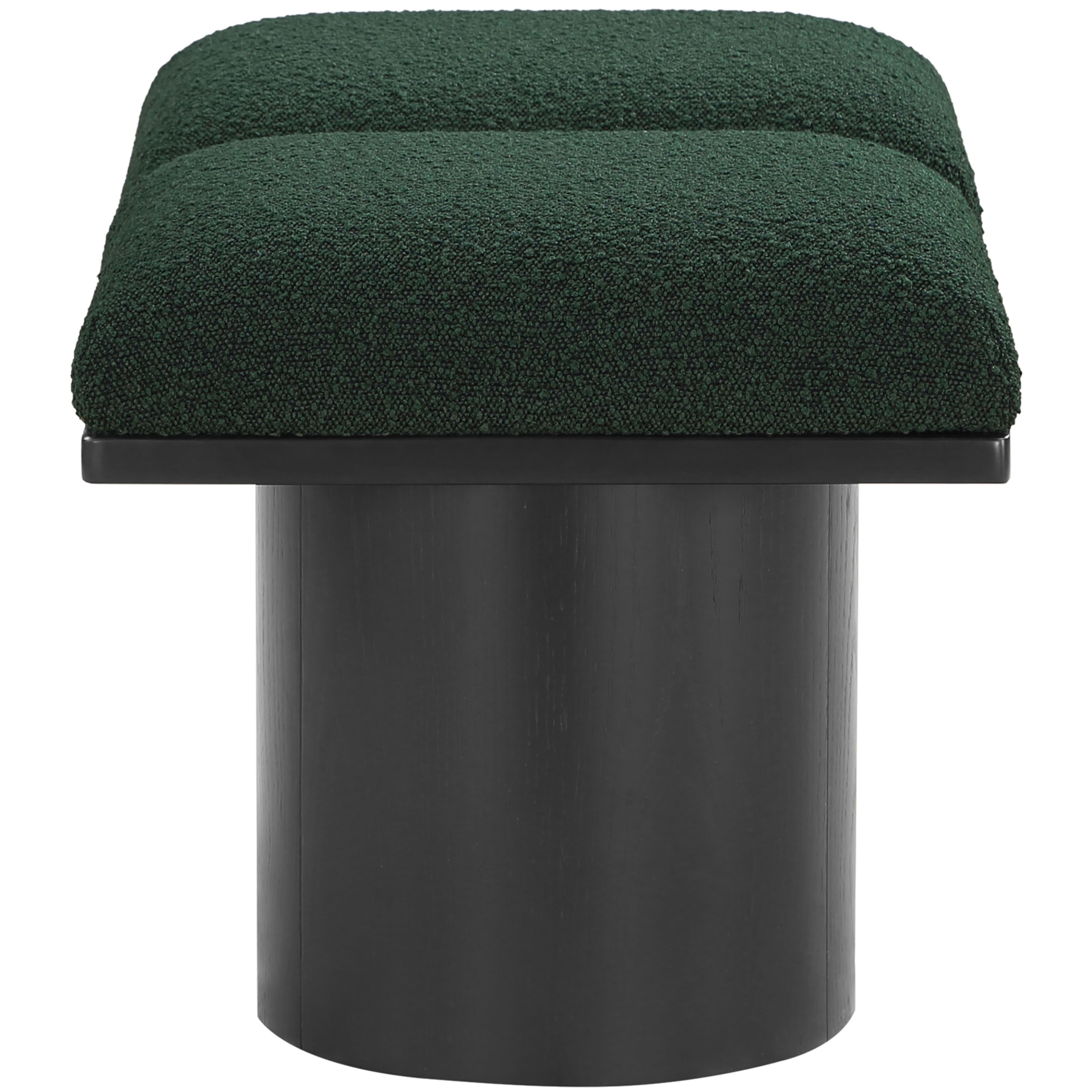 Meridian Pavilion Green Boucle Fabric Bench