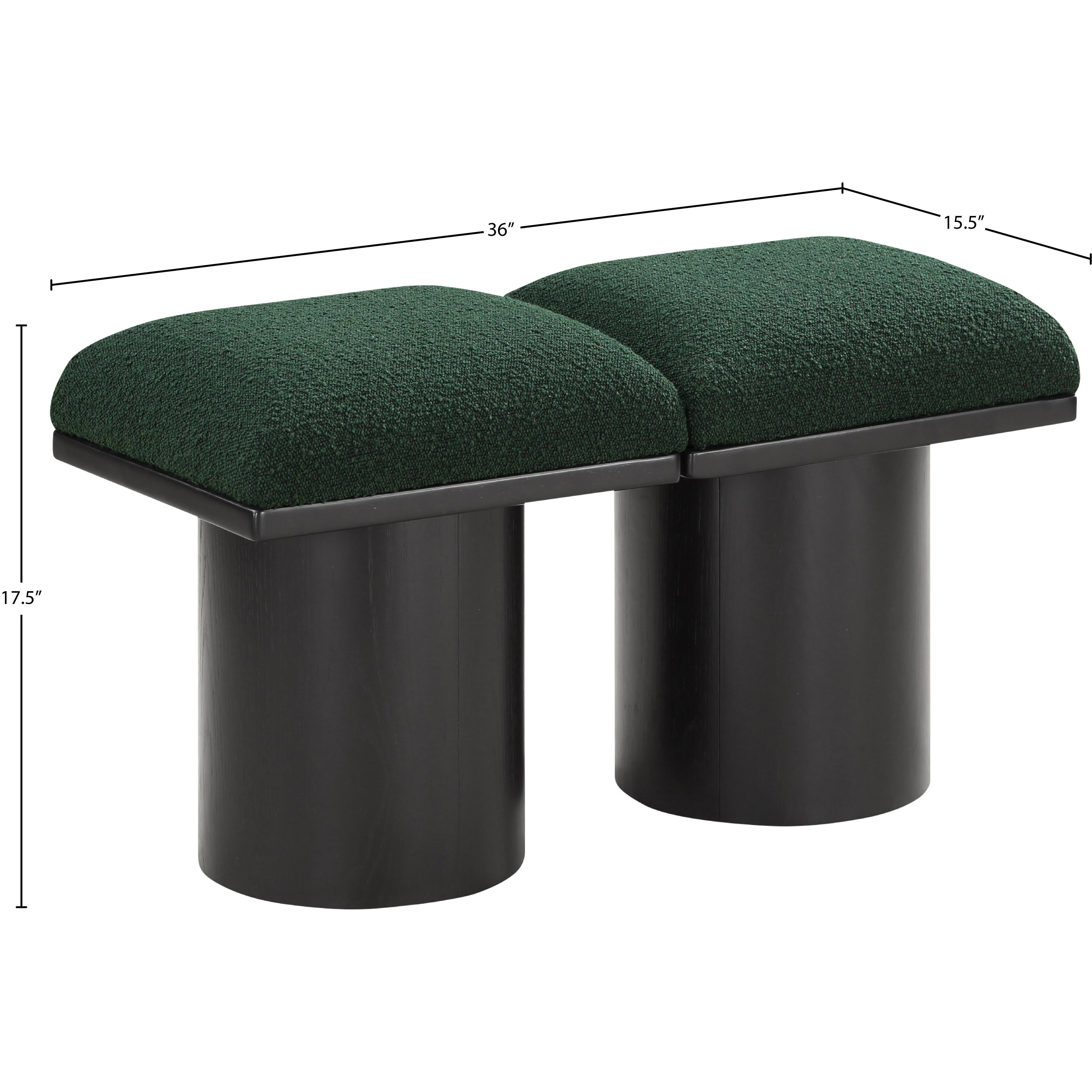 Meridian Pavilion Green Boucle Fabric Bench
