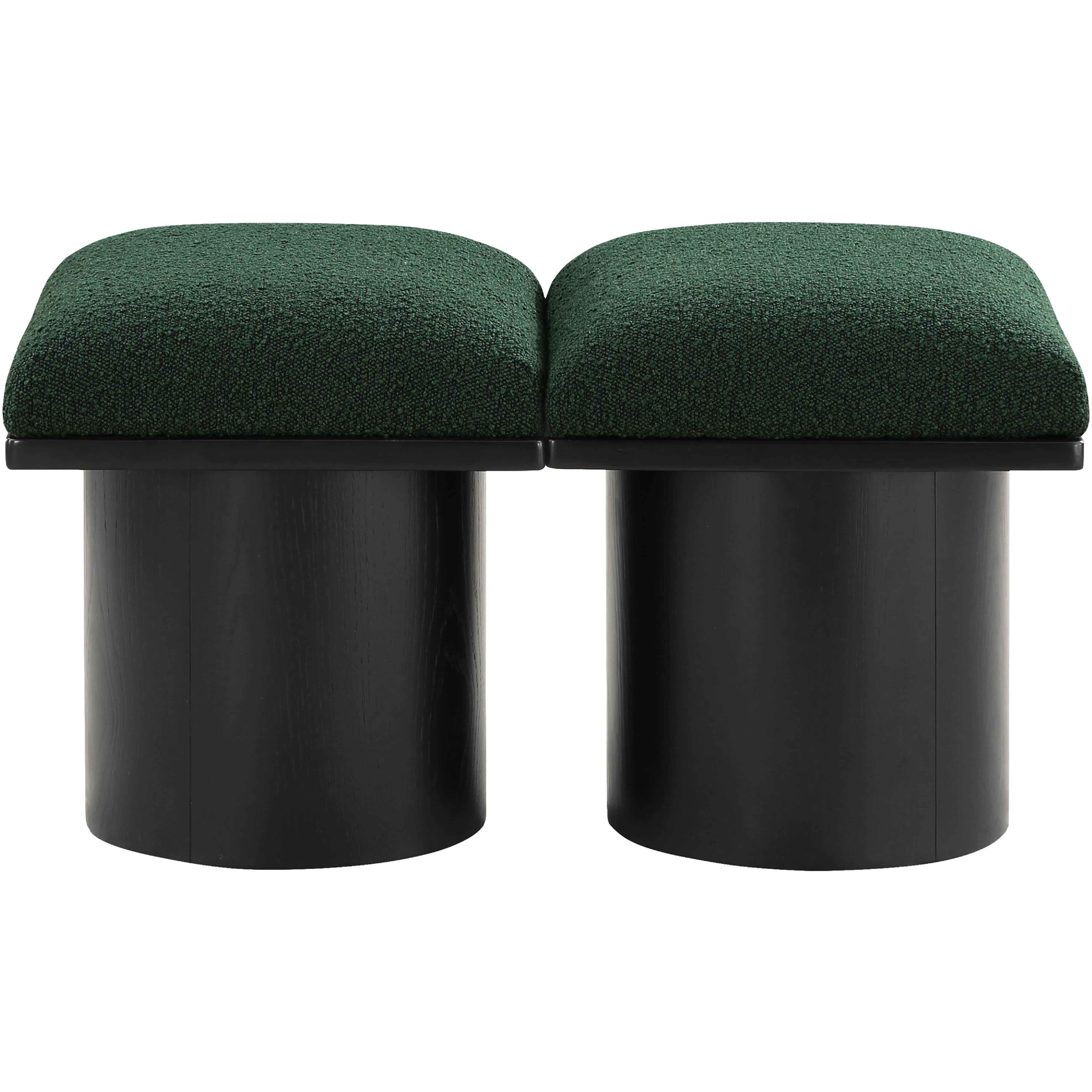 Meridian Pavilion Green Boucle Fabric Bench