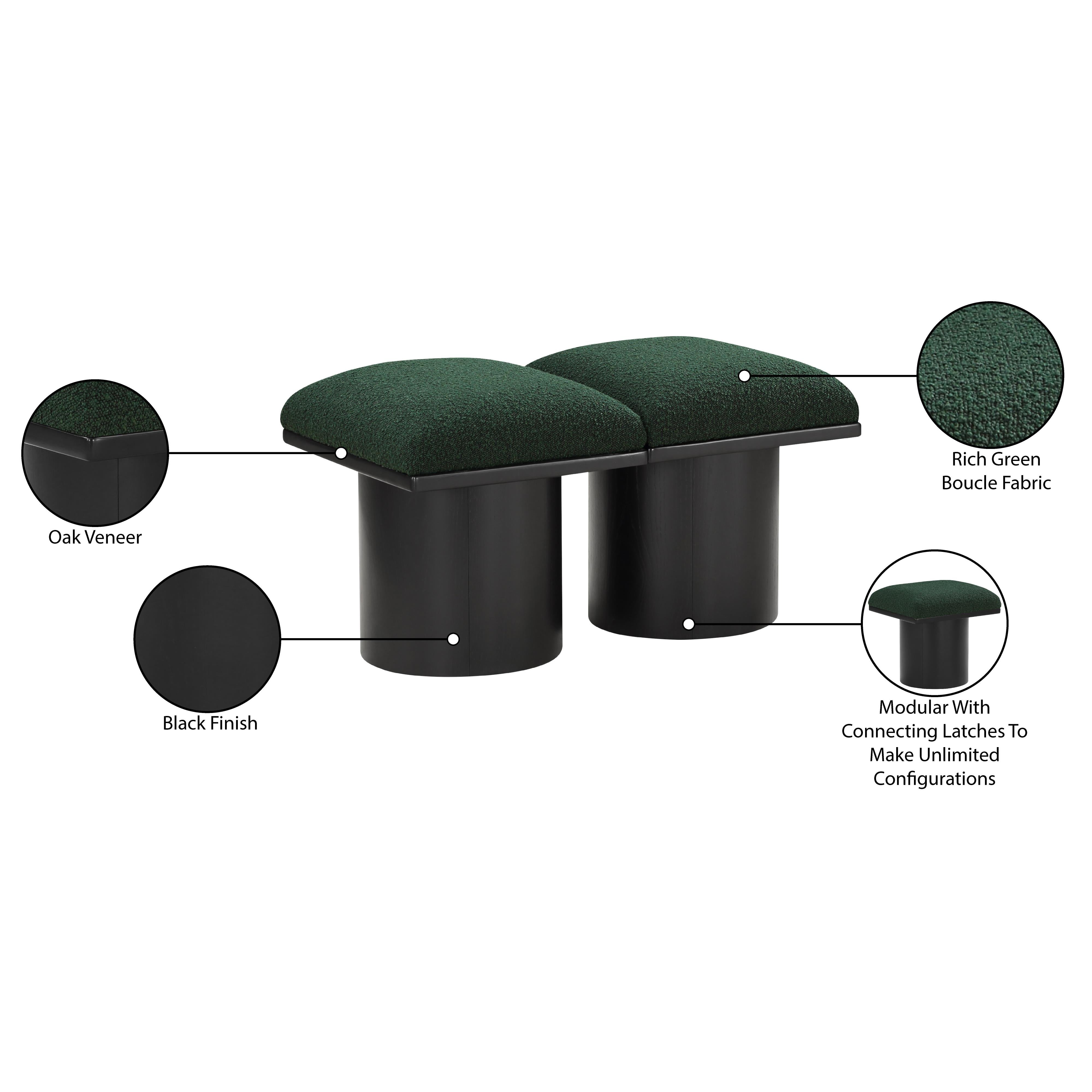 Meridian Pavilion Green Boucle Fabric Bench