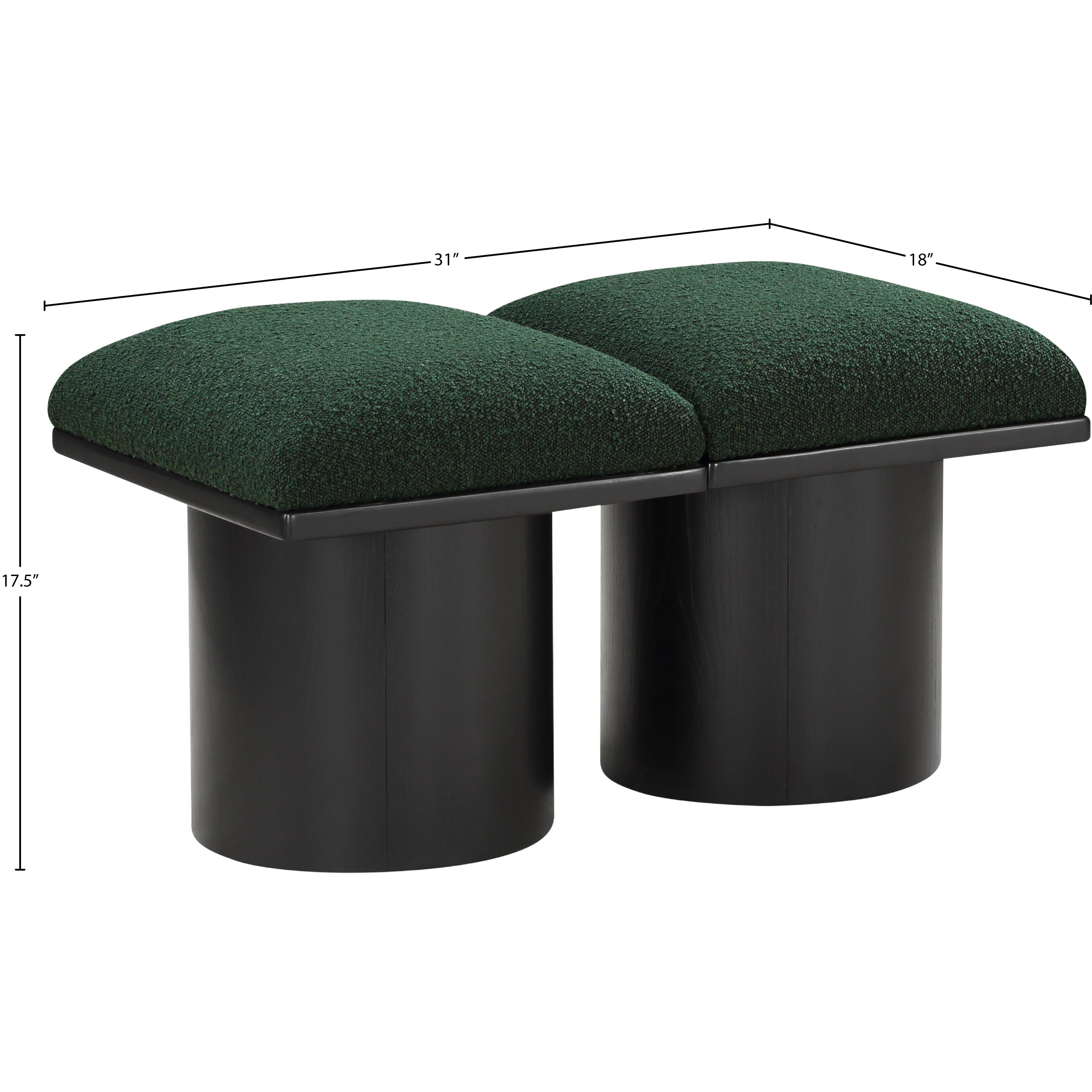 Meridian Pavilion Green Boucle Fabric Bench