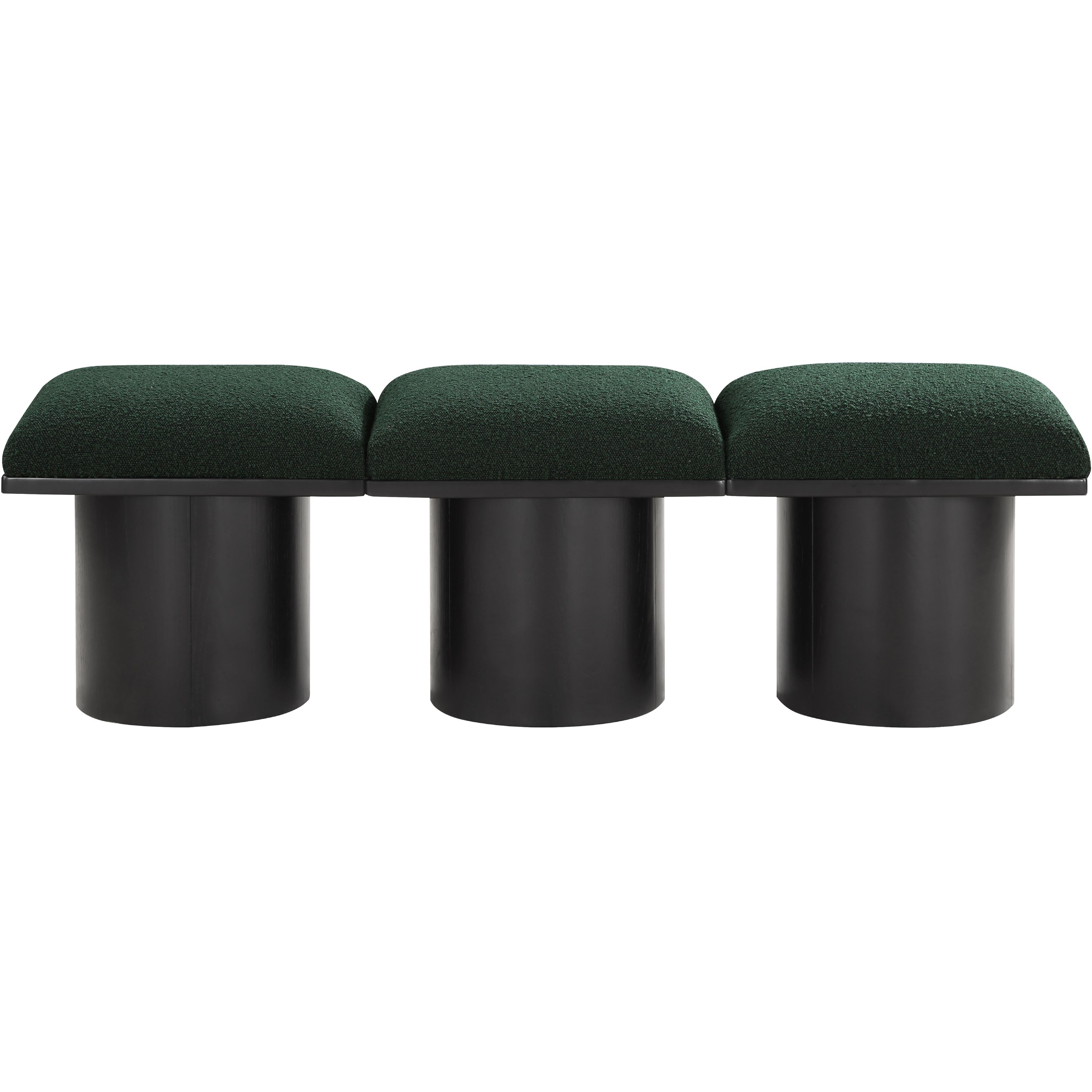 Meridian Pavilion Green Boucle Fabric Bench