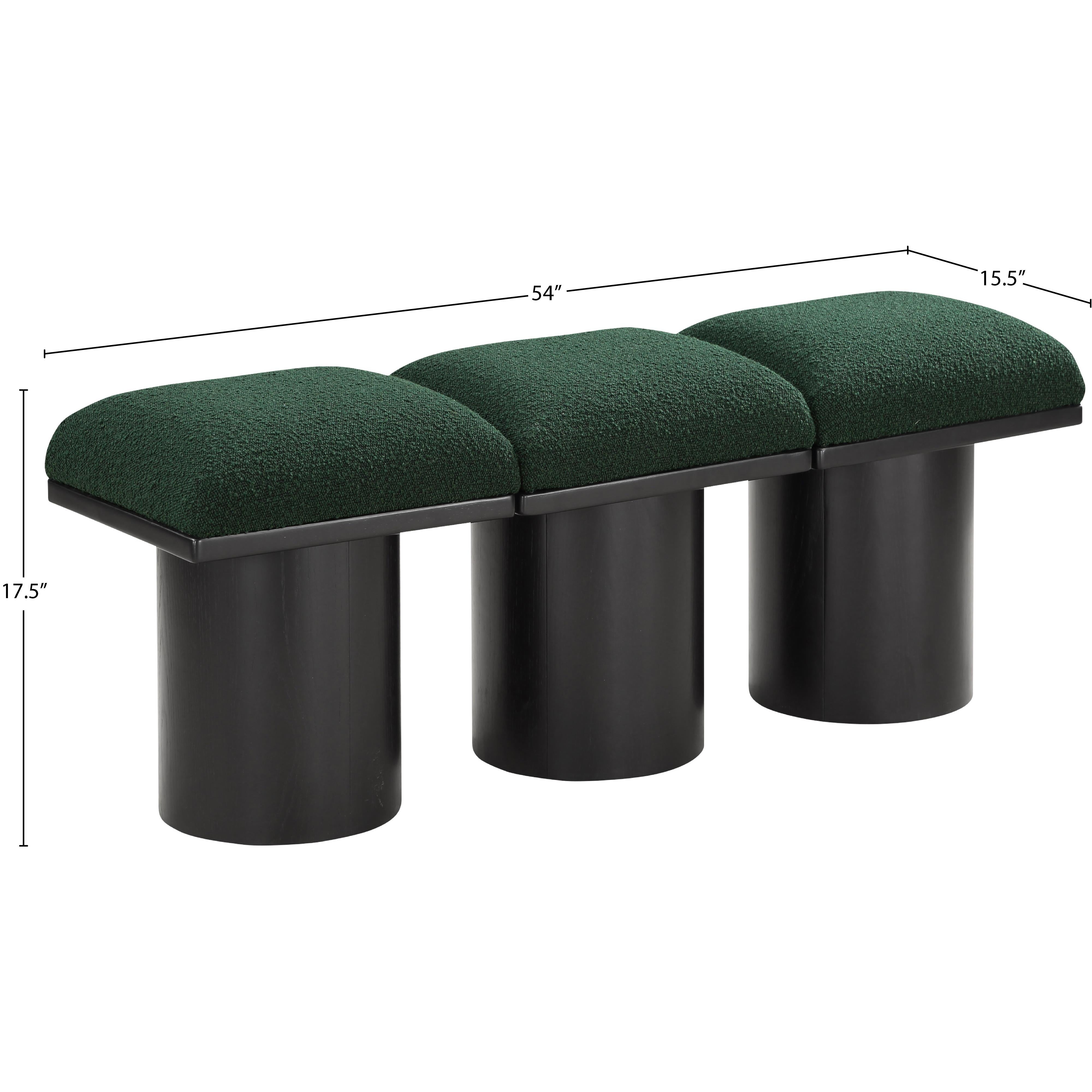 Meridian Pavilion Green Boucle Fabric Bench