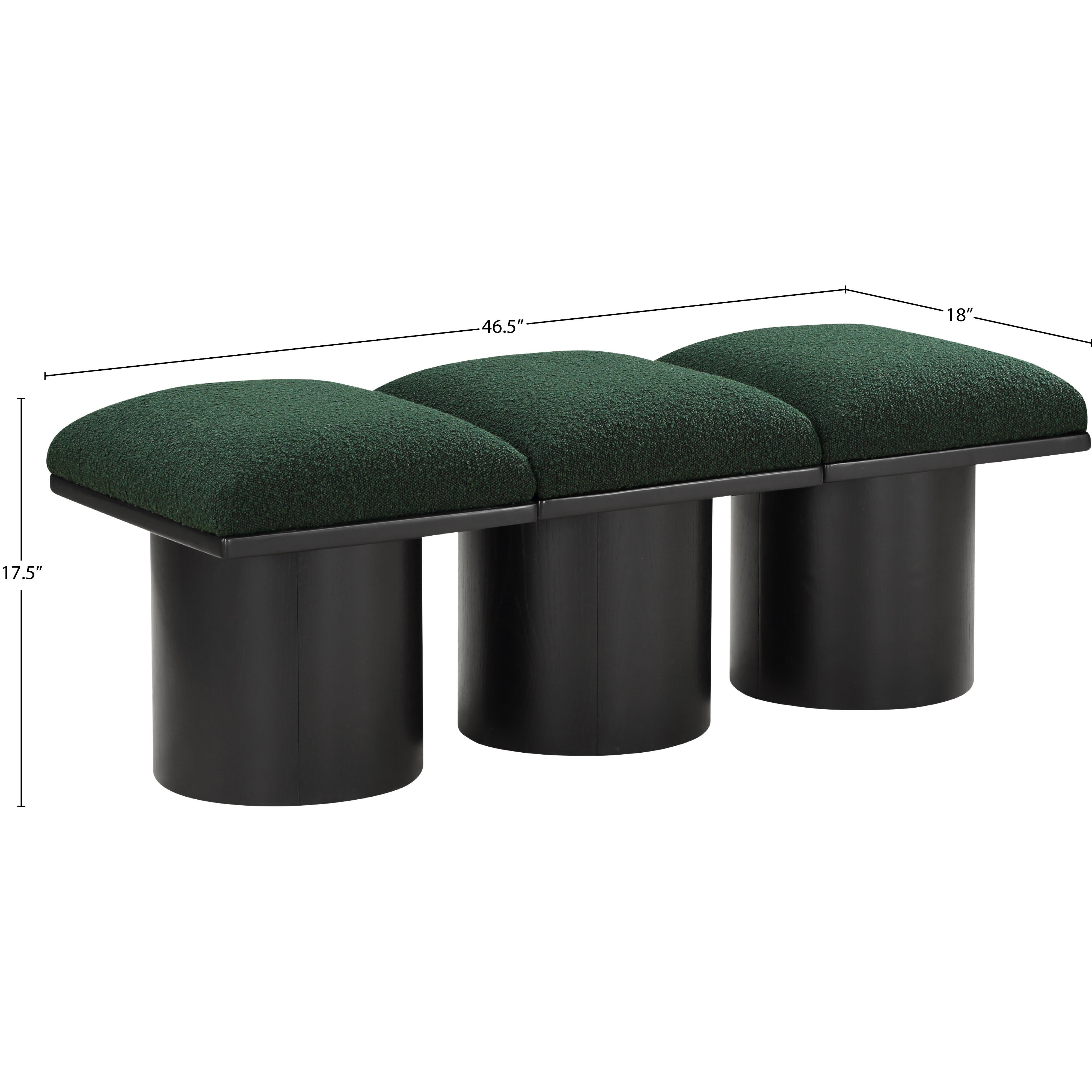 Meridian Pavilion Green Boucle Fabric Bench