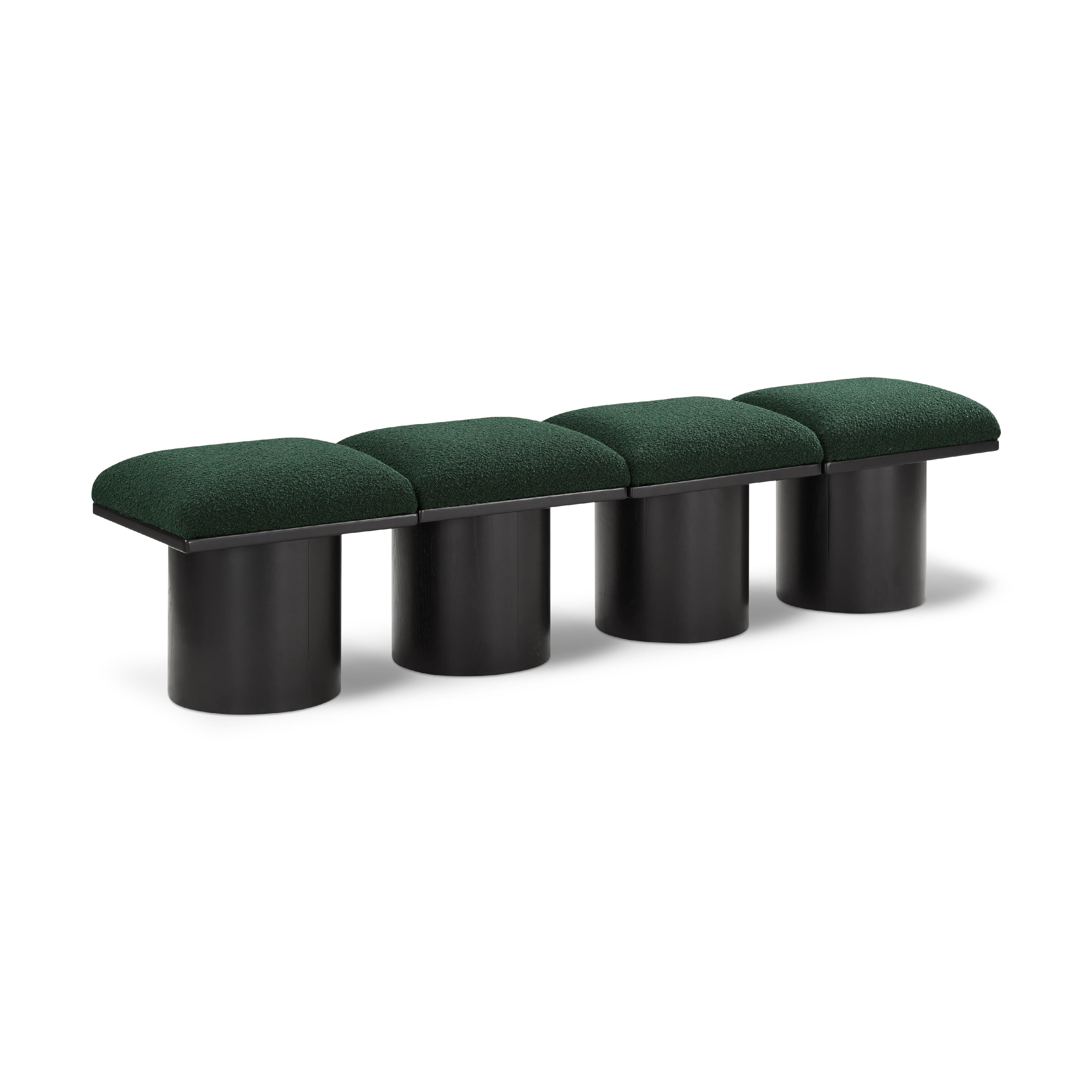 Meridian Pavilion Green Boucle Fabric Bench