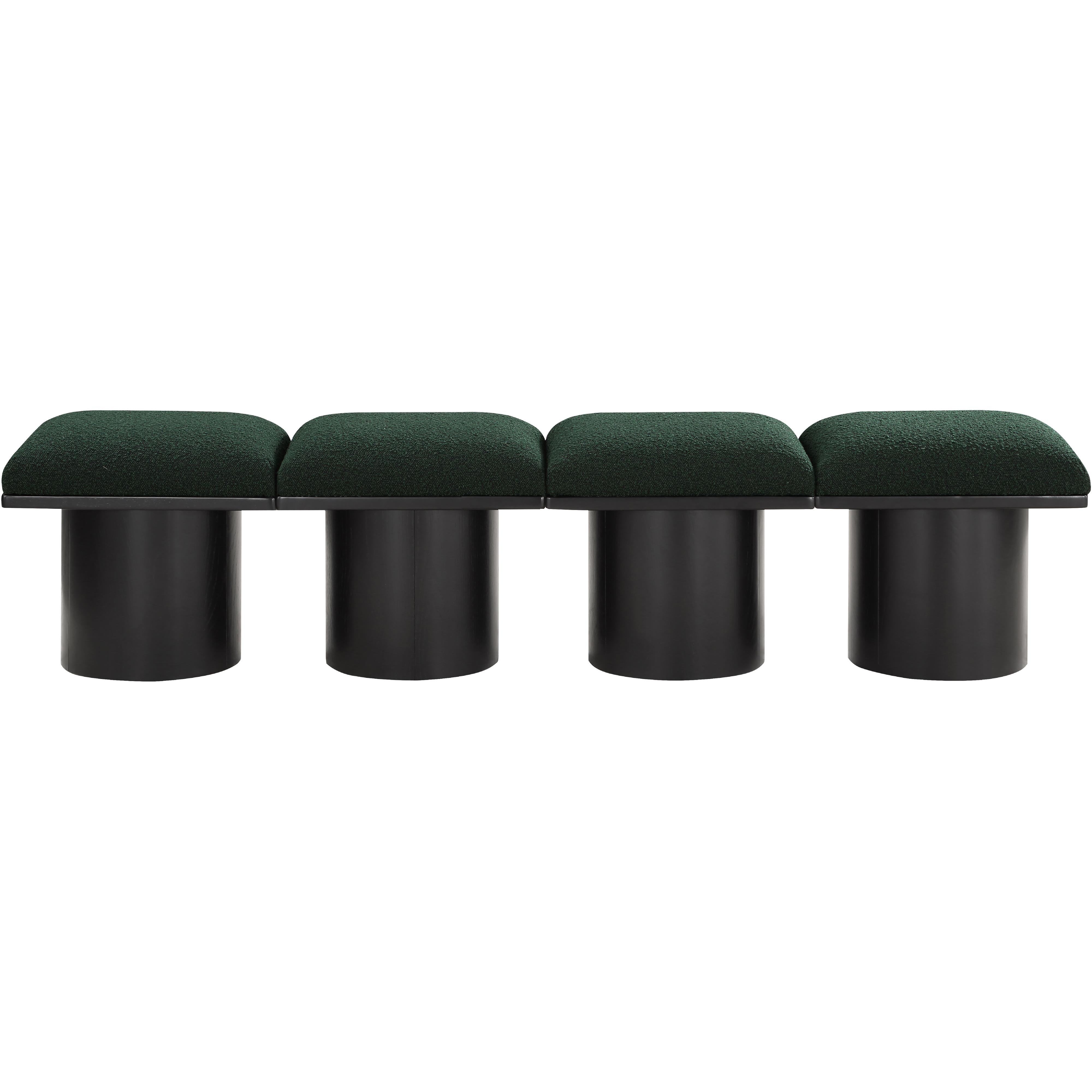 Meridian Pavilion Green Boucle Fabric Bench