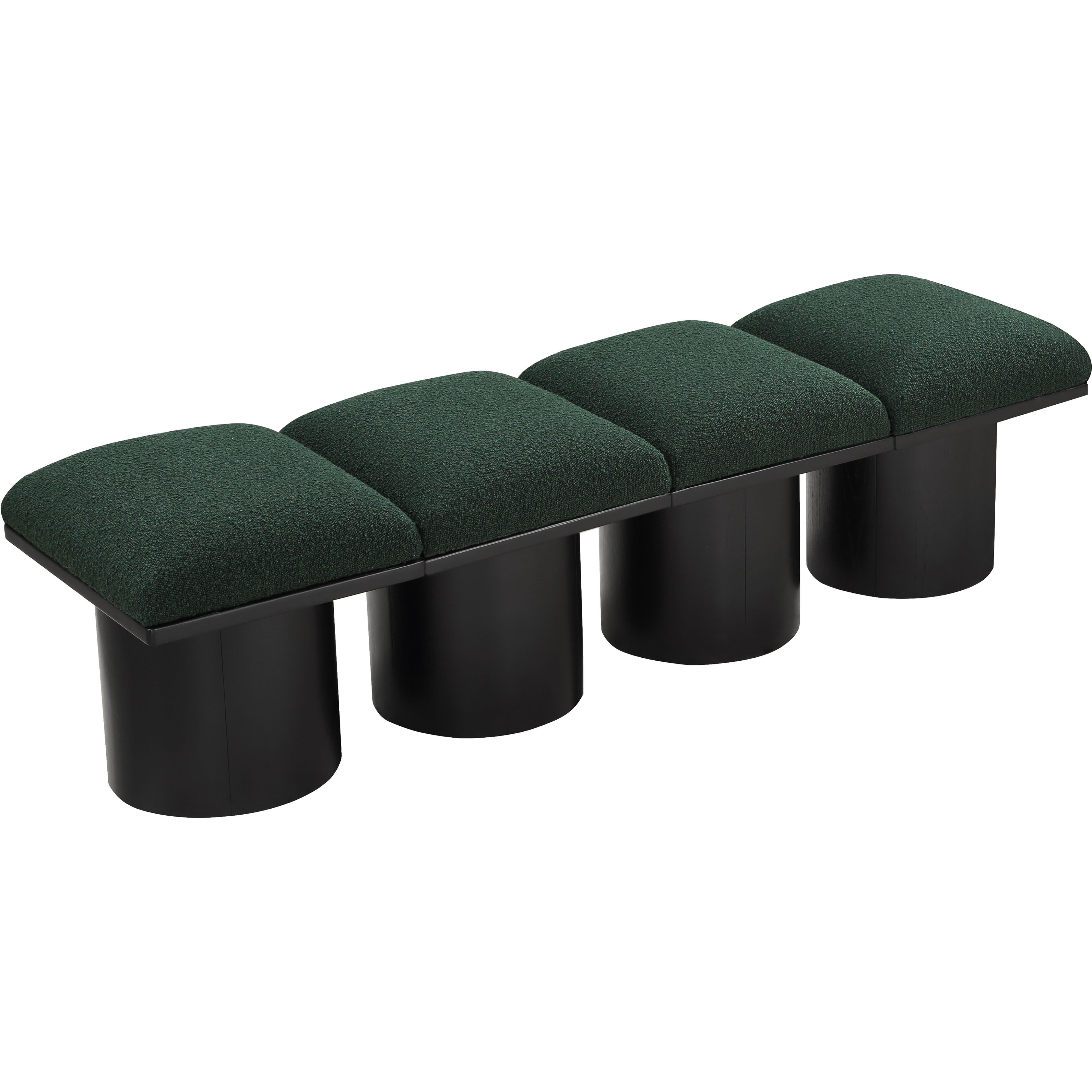 Meridian Pavilion Green Boucle Fabric Bench