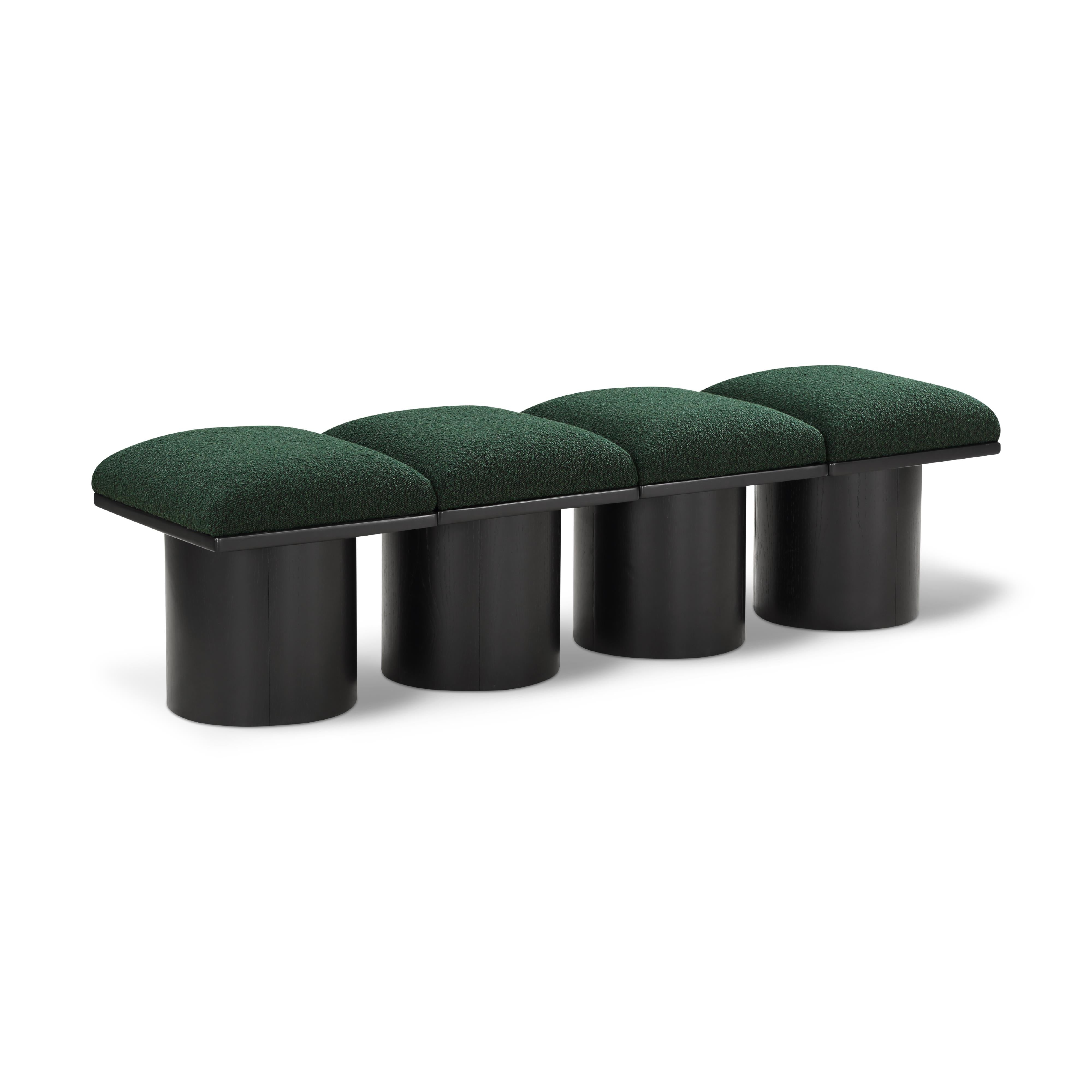 Meridian Pavilion Green Boucle Fabric Bench