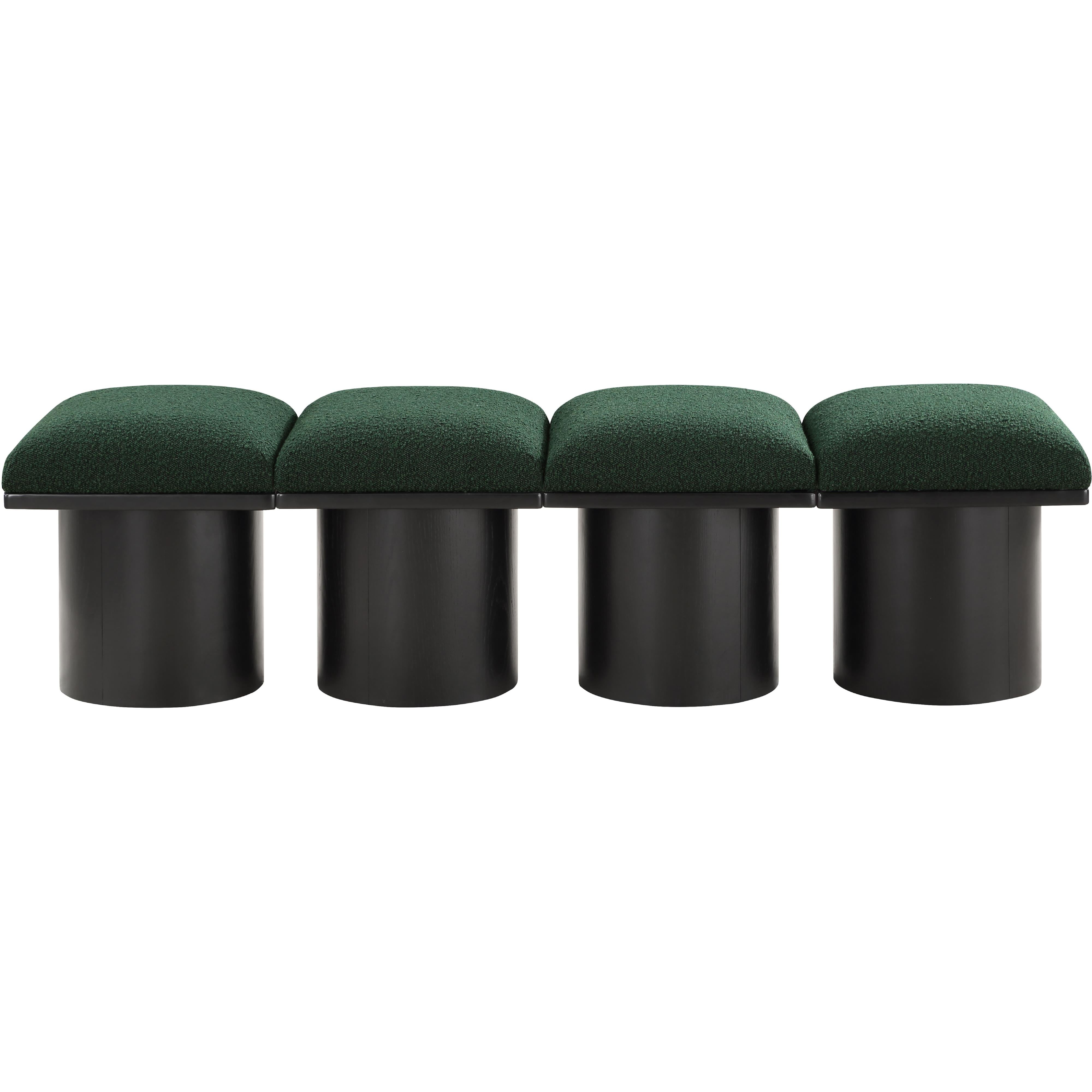 Meridian Pavilion Green Boucle Fabric Bench
