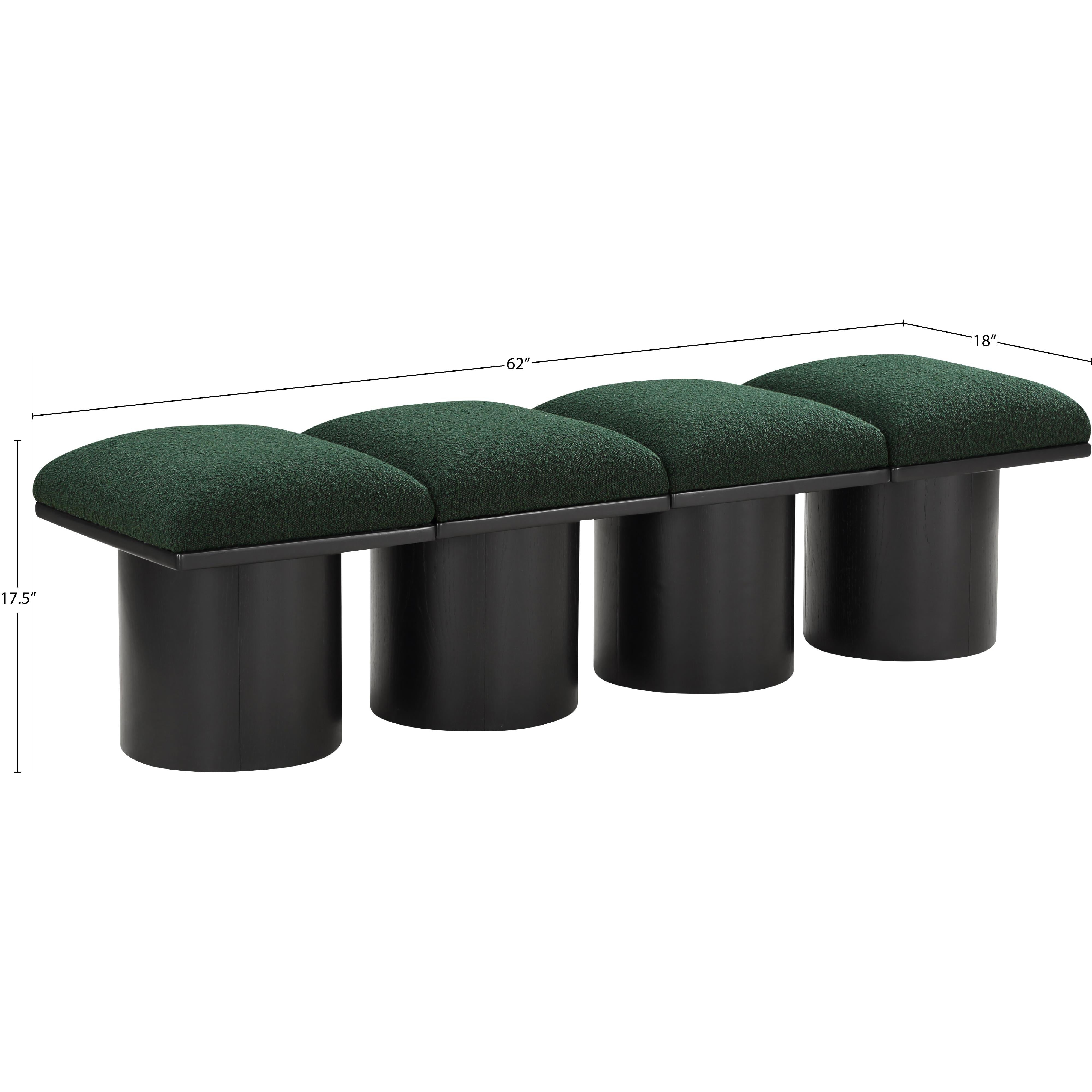 Meridian Pavilion Green Boucle Fabric Bench